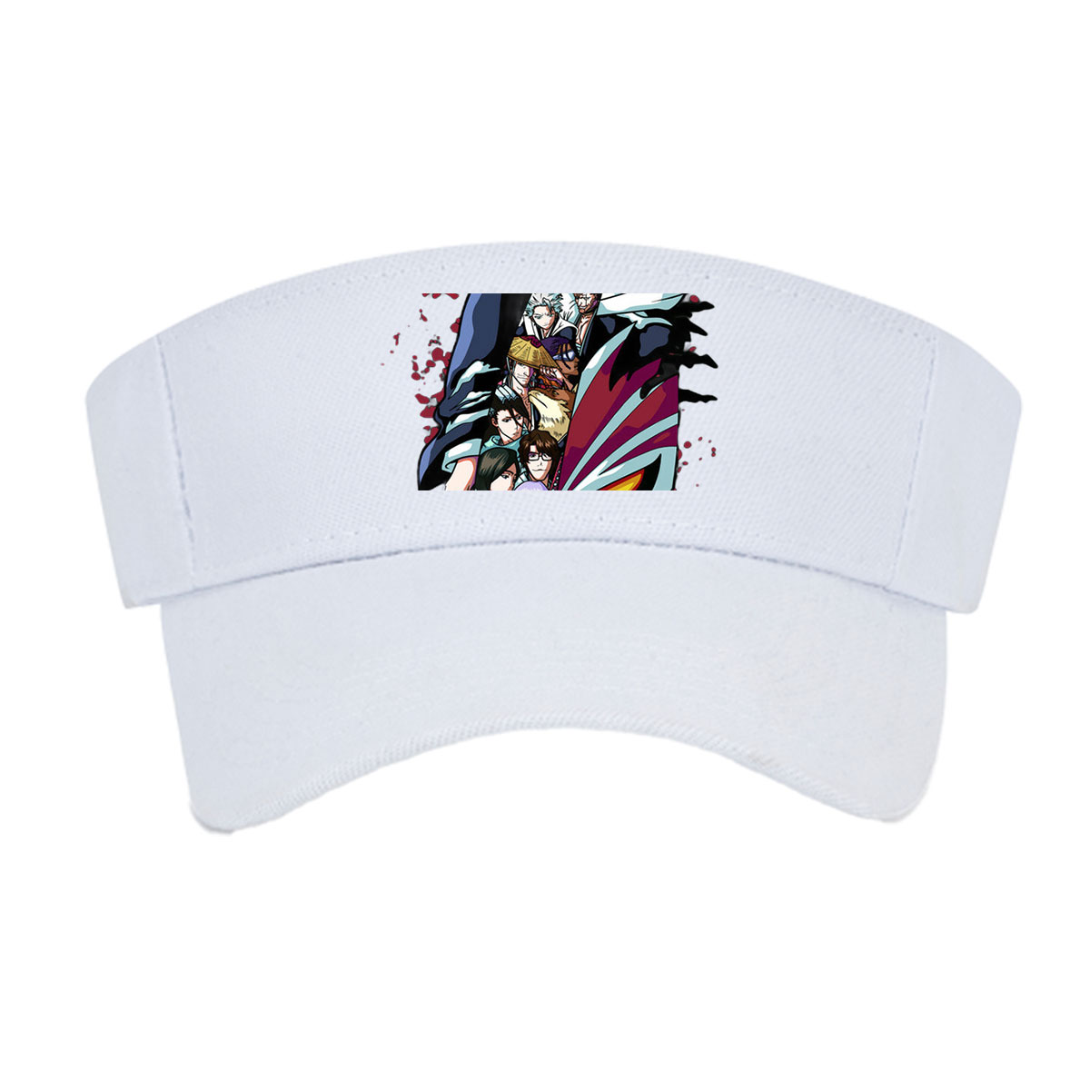 Bleach Characters: Ichigo Kurosaki, Rukia Kuchiki, Renji Abarai, and Others in Action Pose with Zanpakuto and Hollow Mask -  Visor cap