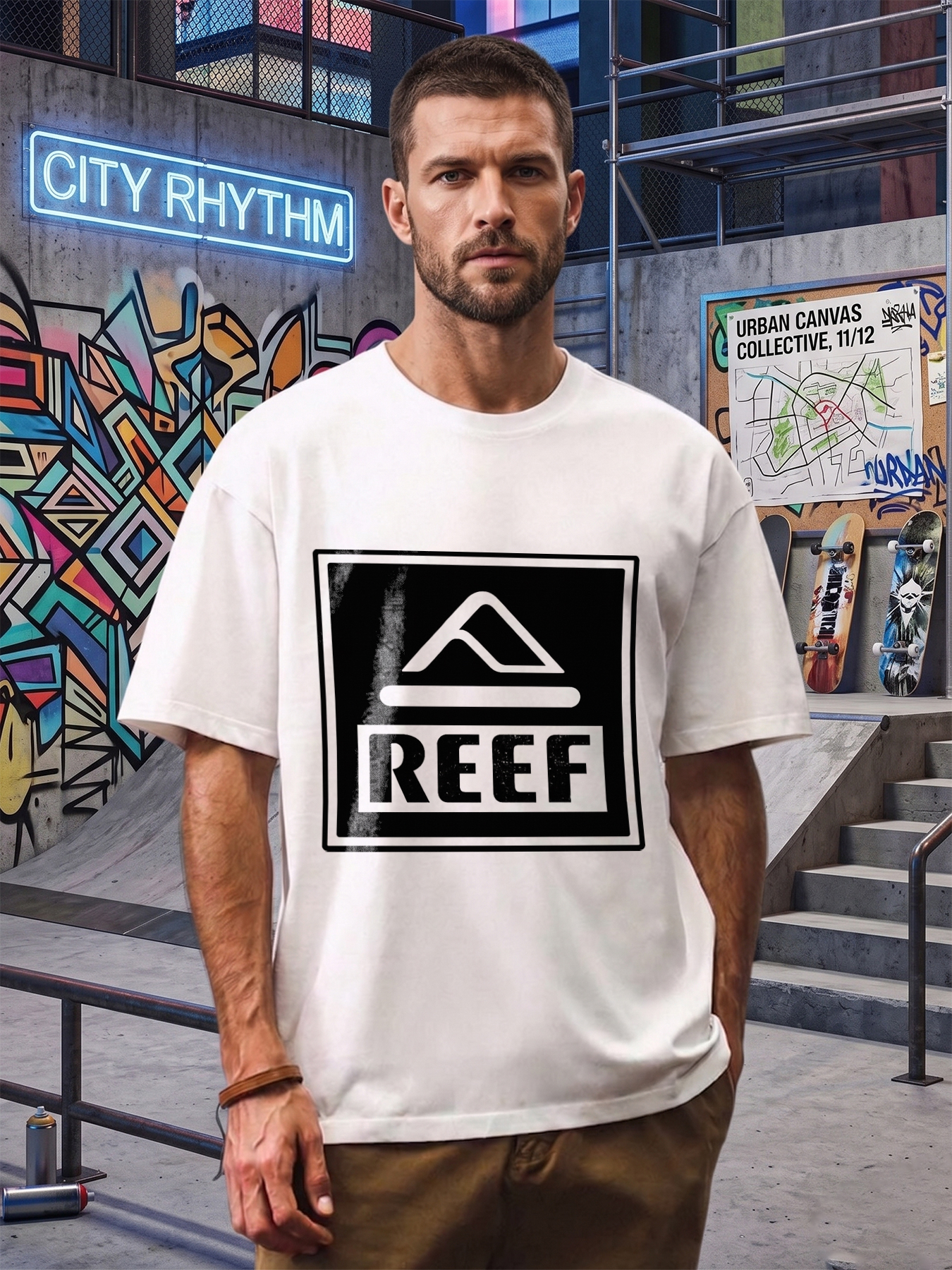 Men's Printed T-Shirt with Mountain Logo and 