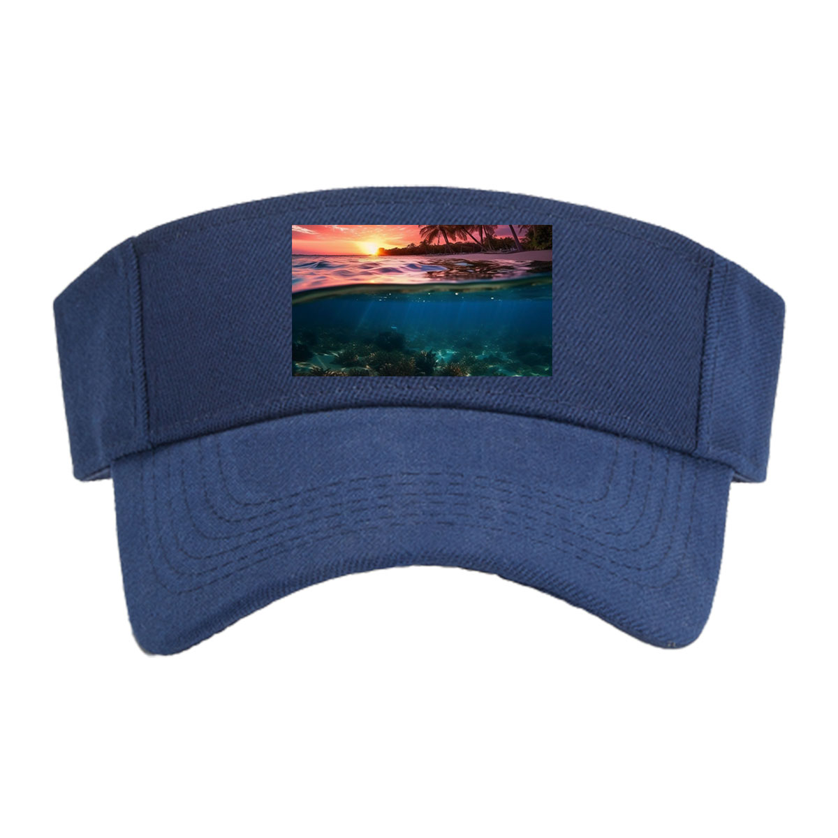 Sunset over tropical beach with underwater coral reef -  Visor cap