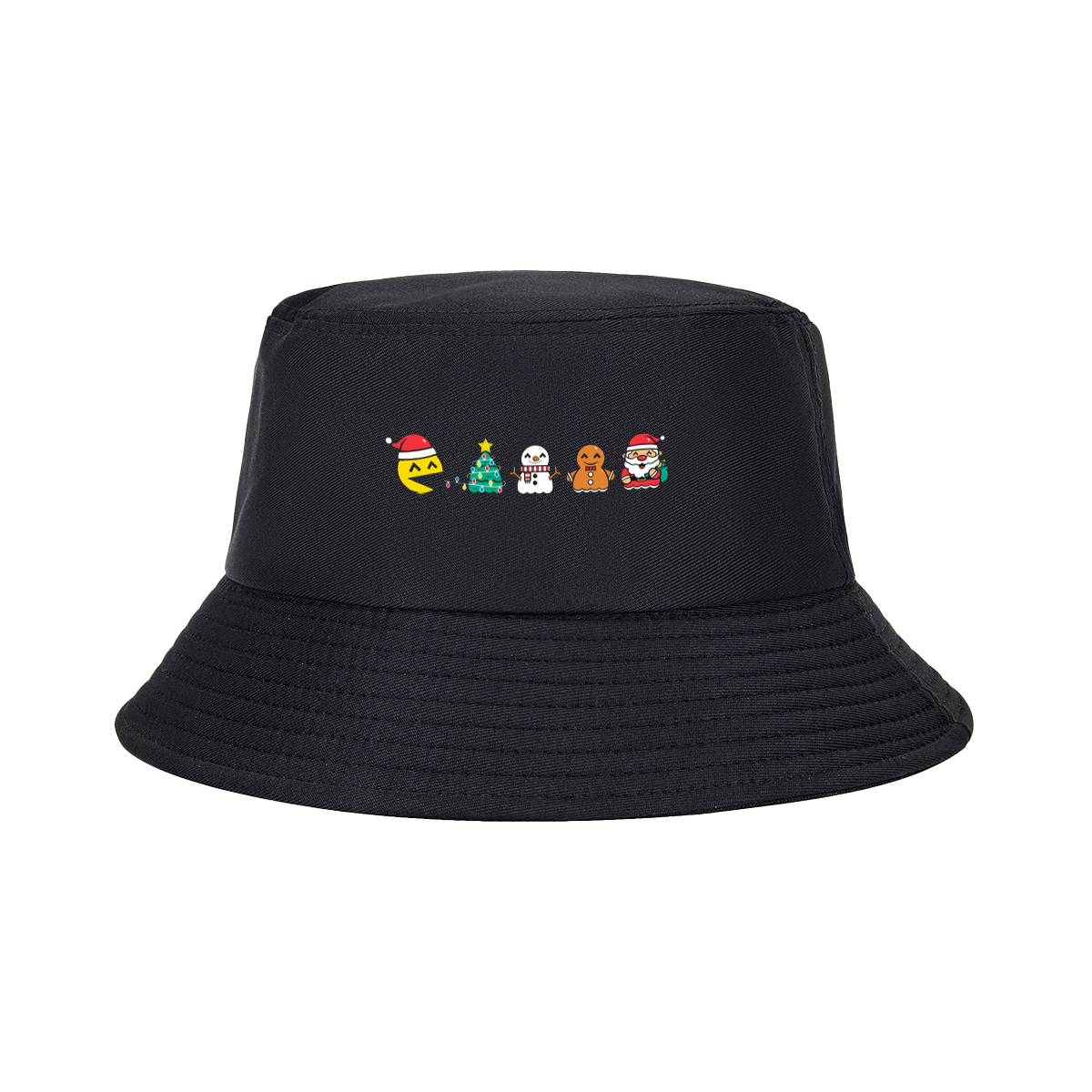 Pac-Man Christmas Characters: Pac-Man, Christmas Tree, Snowman, Gingerbread Man, Santa Claus - Fisherman's Hat