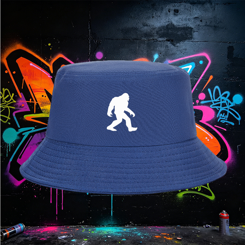 Unisex Bucket Hat with Bigfoot Silhouette Print - Classic Adjustable Fisherman Hat for Outdoor Adventures, Hiking, Camping, and Casual Wear - Perfect for Nature Enthusiasts and Cryptozoology Fans