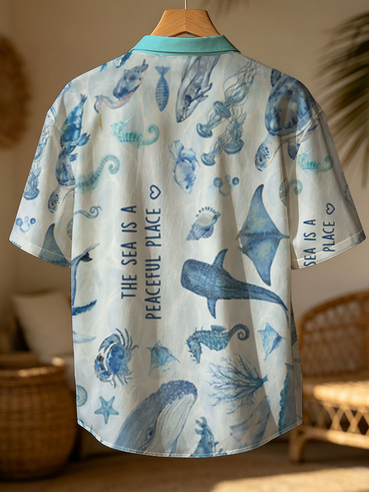 Underwater Serenity: Marine Life in Blue Hues -  Shirt