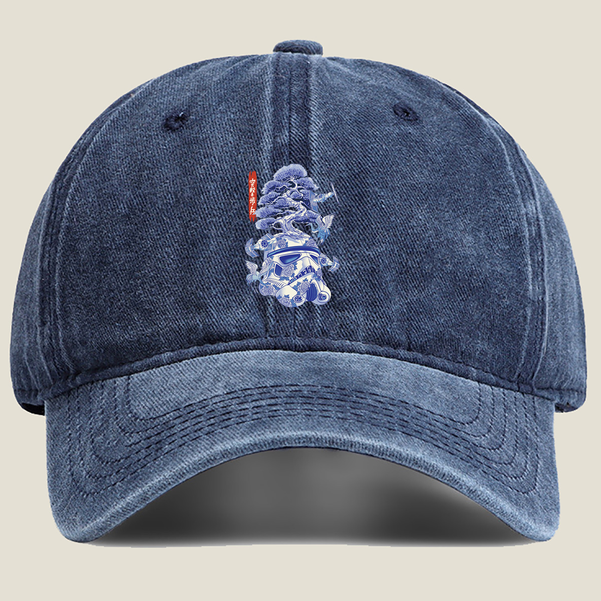 Star Wars Stormtrooper with Bonsai and Cranes - Washed Denim - Baseball Cap
