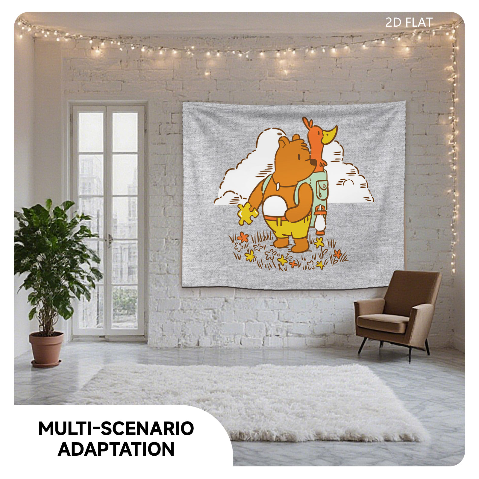 Bear and Duck Adventure in the Field - Tapestry