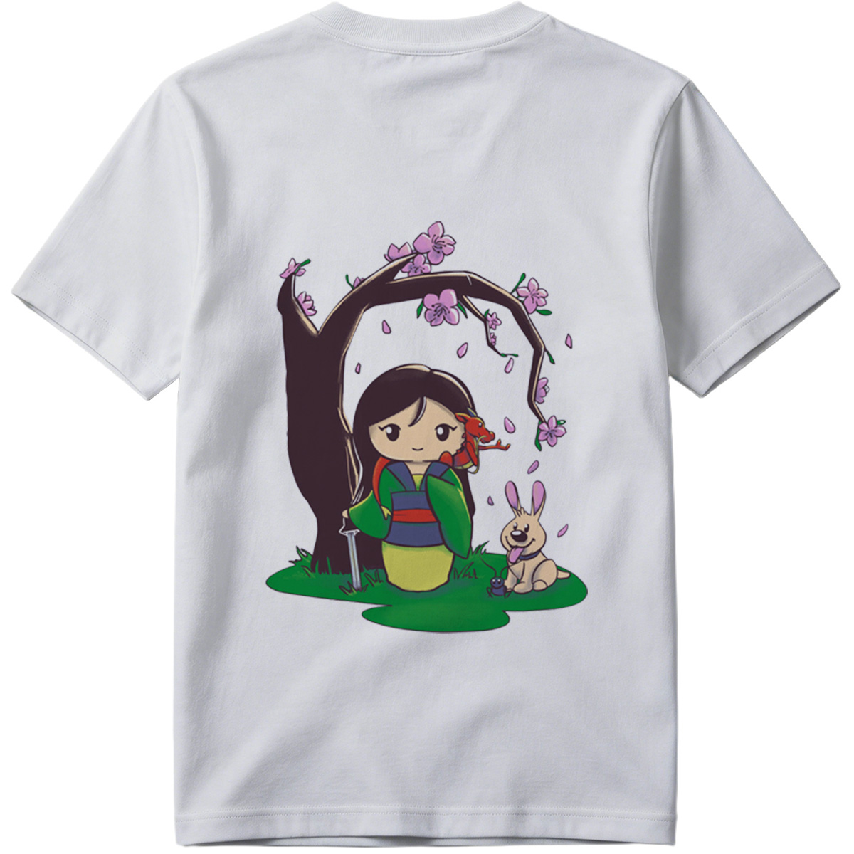 Mulan with Mushu and Cri-Kee Under Cherry Blossom Tree - Tee