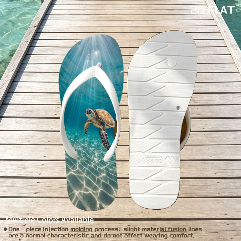 Sea turtle glides through sunlit waters, rays shimmering above. -  flip-flops