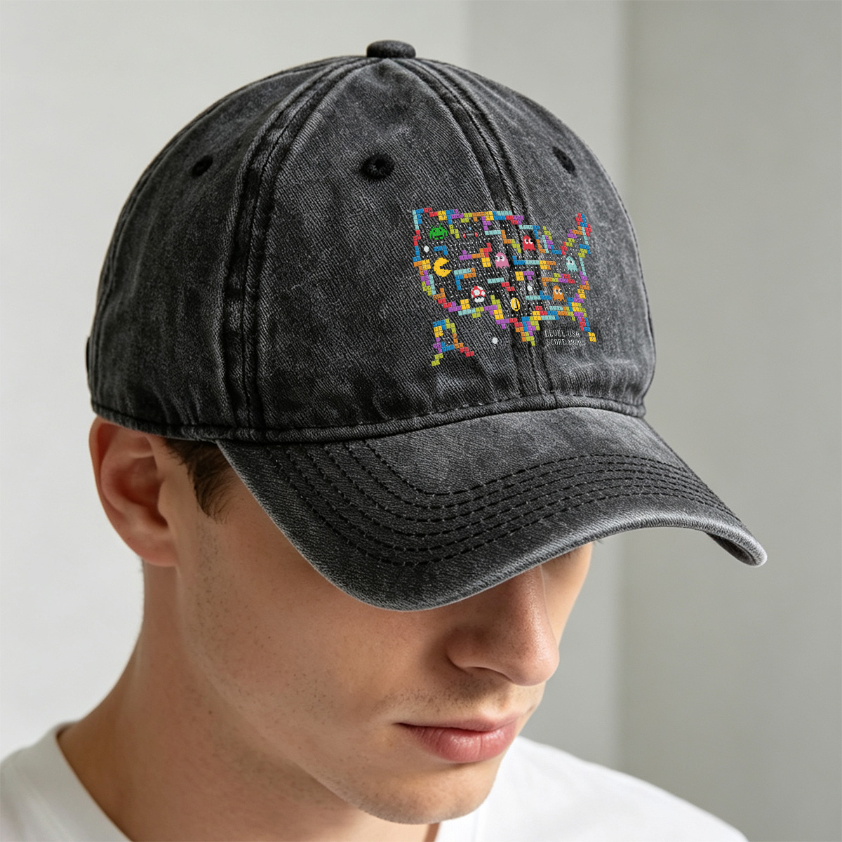 Pac-Man USA Map Adventure - Washed Denim - Baseball Cap