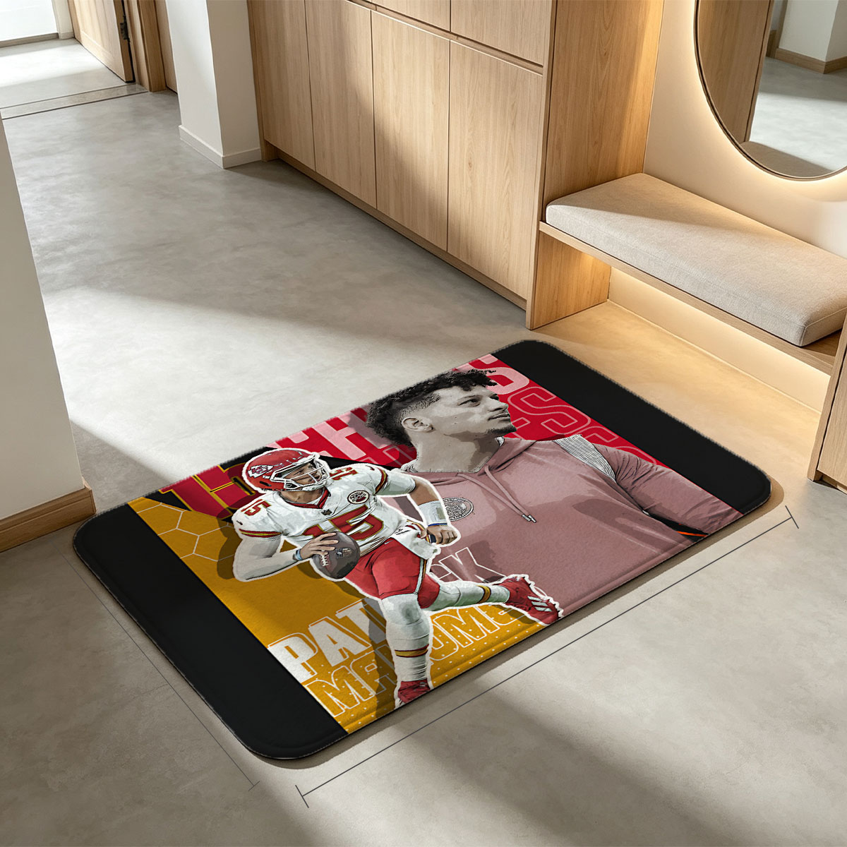 Patrick Mahomes: Kansas City Chiefs QB in Action and Casual Portrait - Flannel floor mat