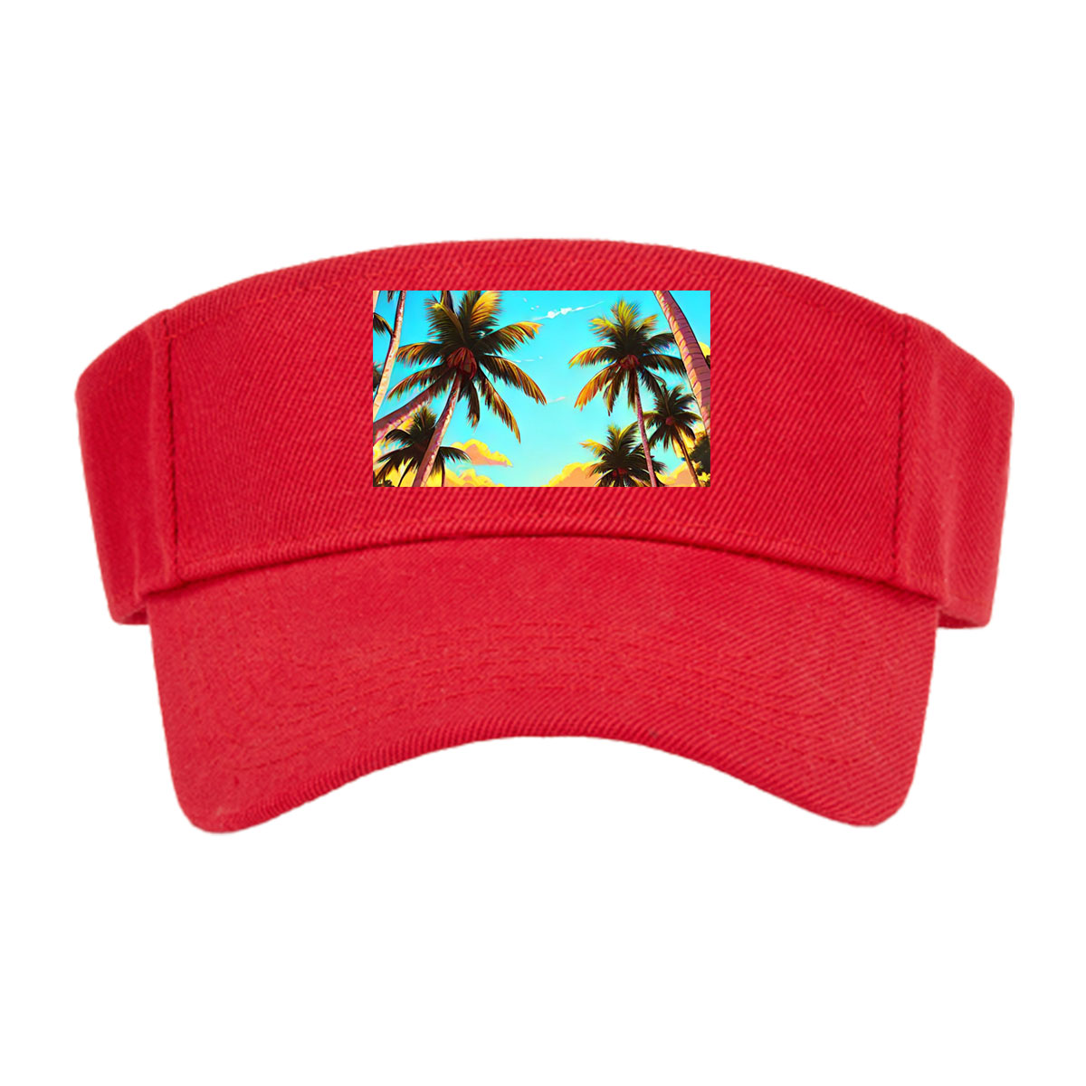 Tropical Sunset Beach with Palm Trees and a Solitary Figure -  Visor cap