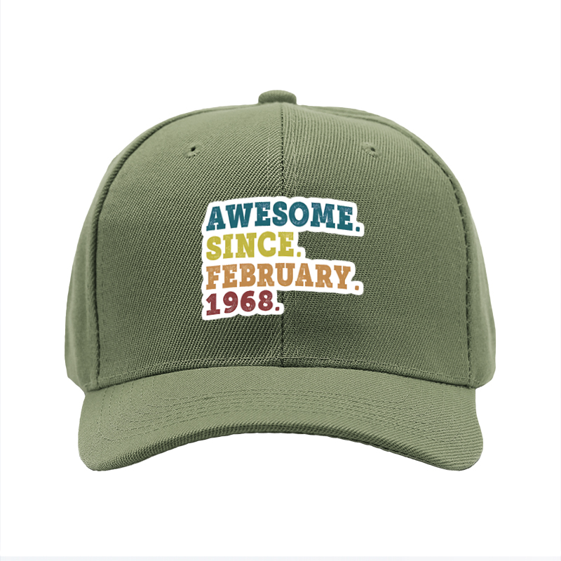 1pc New Baseball Cap Awesome Since February 1968 Print Unisex Adjustable Hat for Outdoor Activities Adults Casual Wear Fashion Statement Accessories