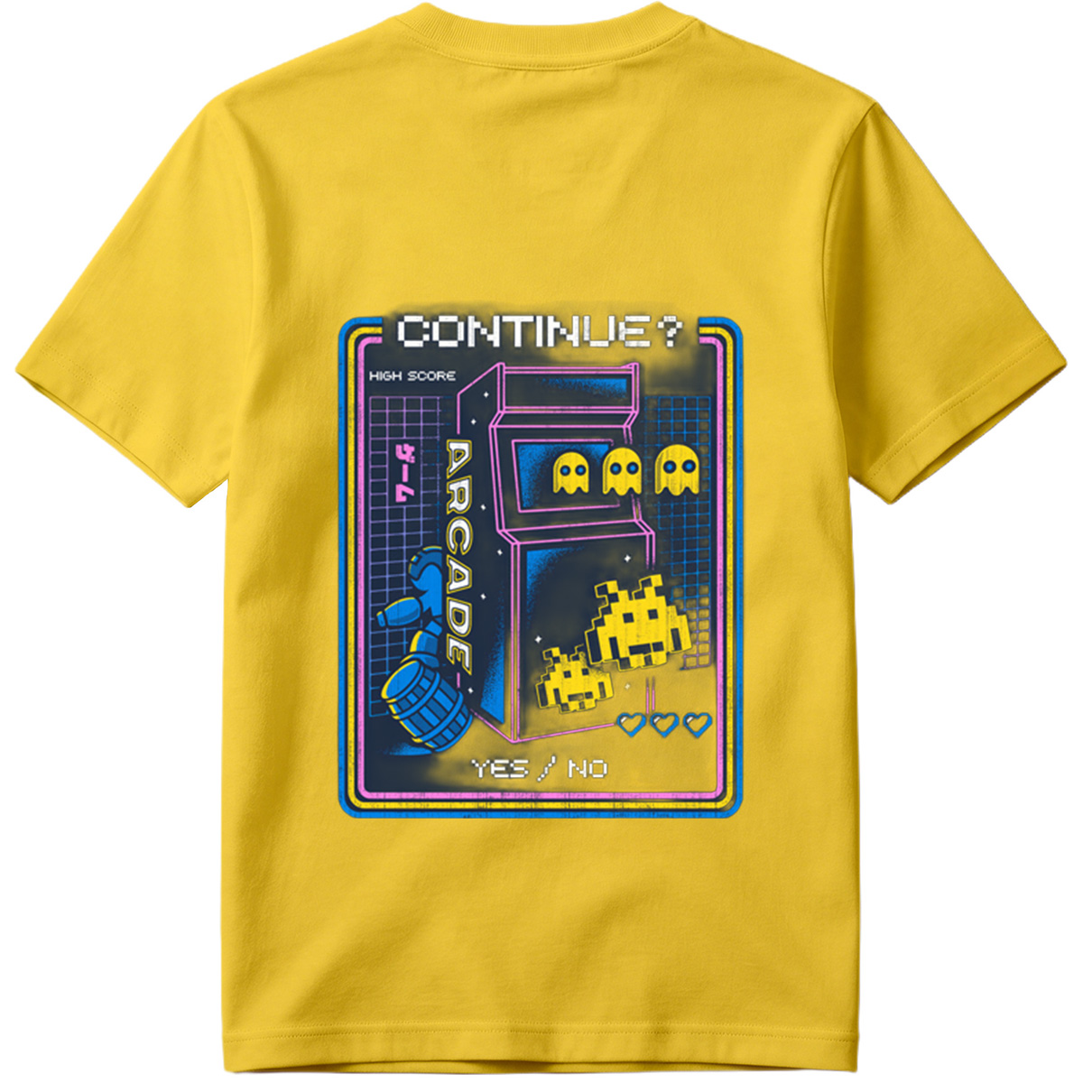 Pac-Man and Space Invaders Arcade Continue Screen - Tee
