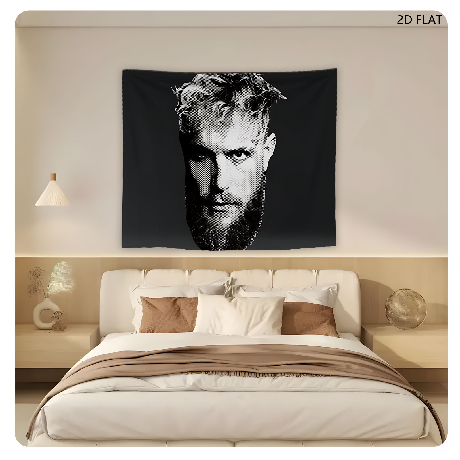 Jesus Christ with Crown of Thorns, Black and White Portrait - Tapestry