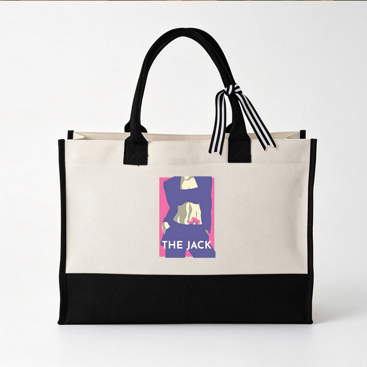 The Jack: A Stylish Portrait of a Figure with a Playing Card in Pocket - Canvas patchwork gift tote bag