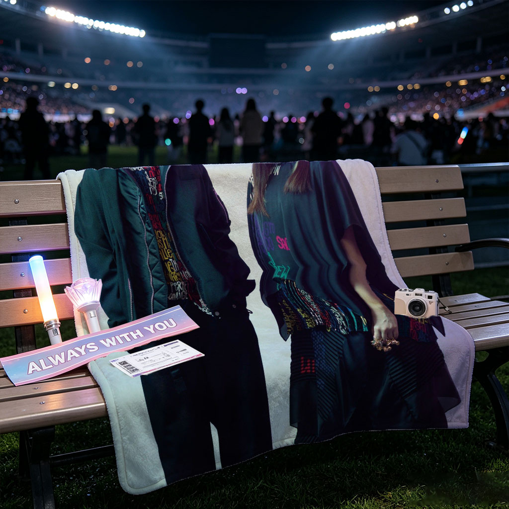 YOASOBI in Studio Portrait - Fashionable Duo Poses Against Gradient Background - Blankets
