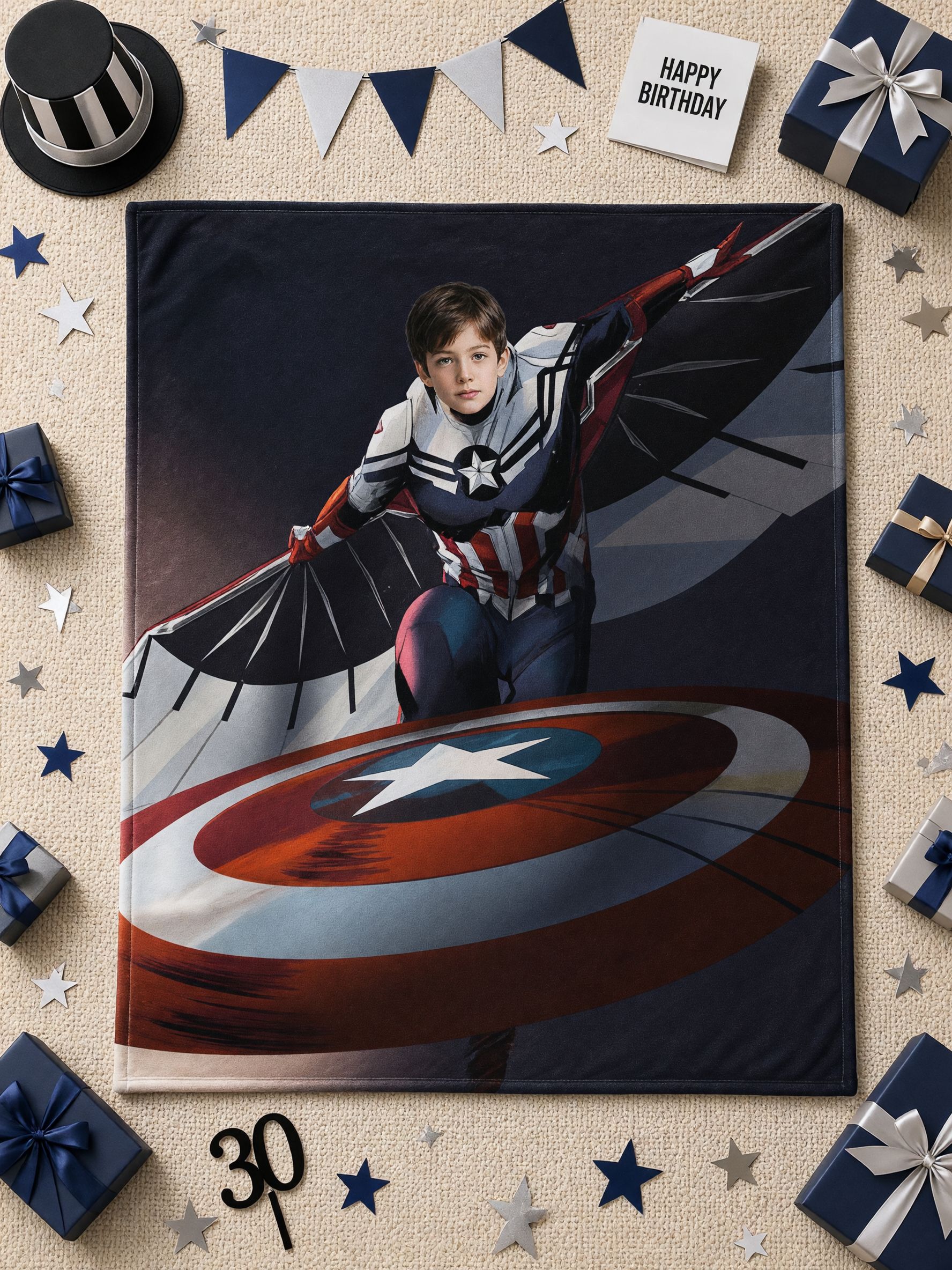 Personalized Photo Face Fleece Blanket Custom Superhero Flannel Throw Ideal Cozy Gift for Kids and Family