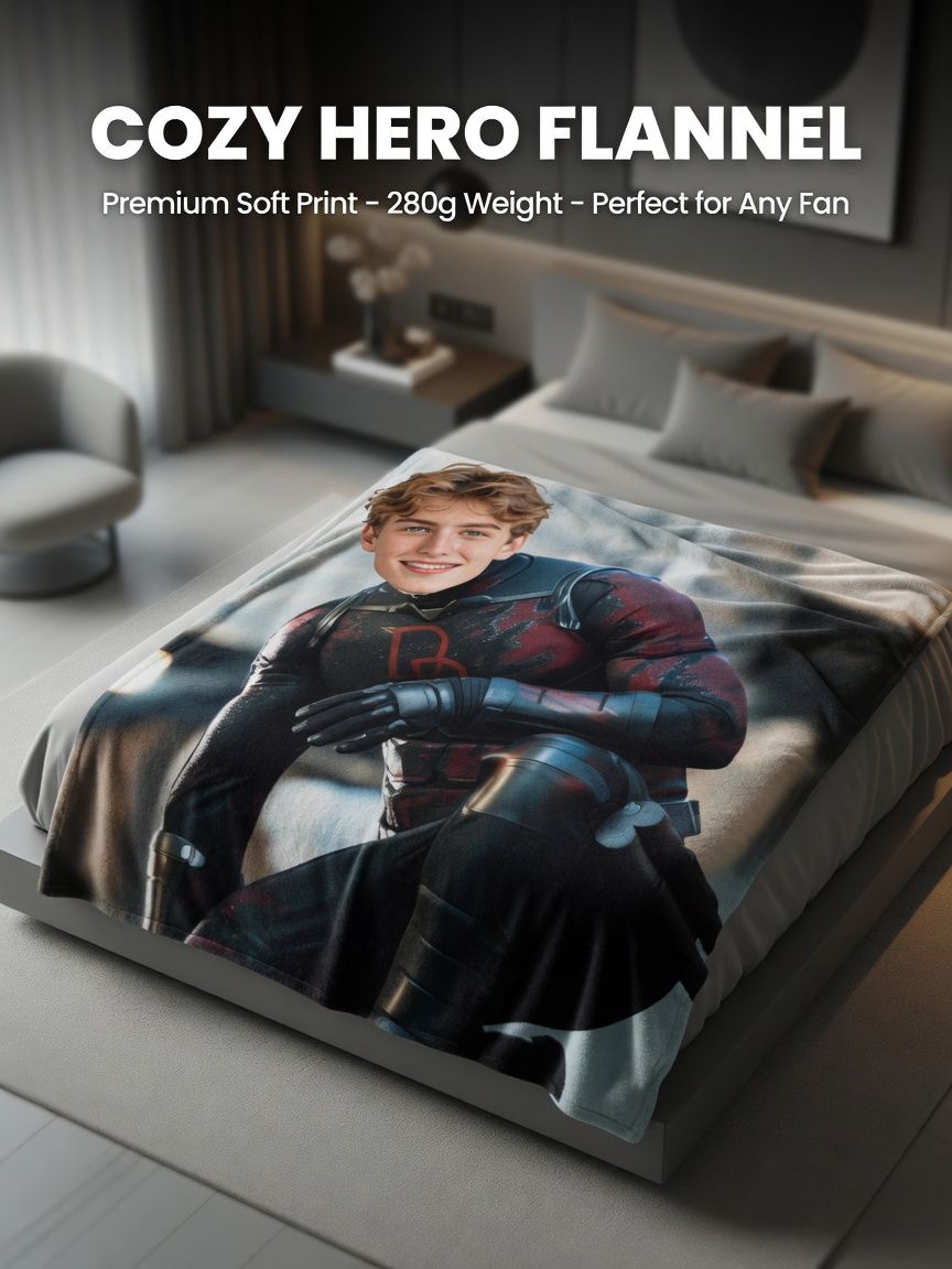 Custom Photo Blanket Personalized Superhero Face Flannel Fleece Throw Soft Warm Keepsake Gift for Bed Couch Travel