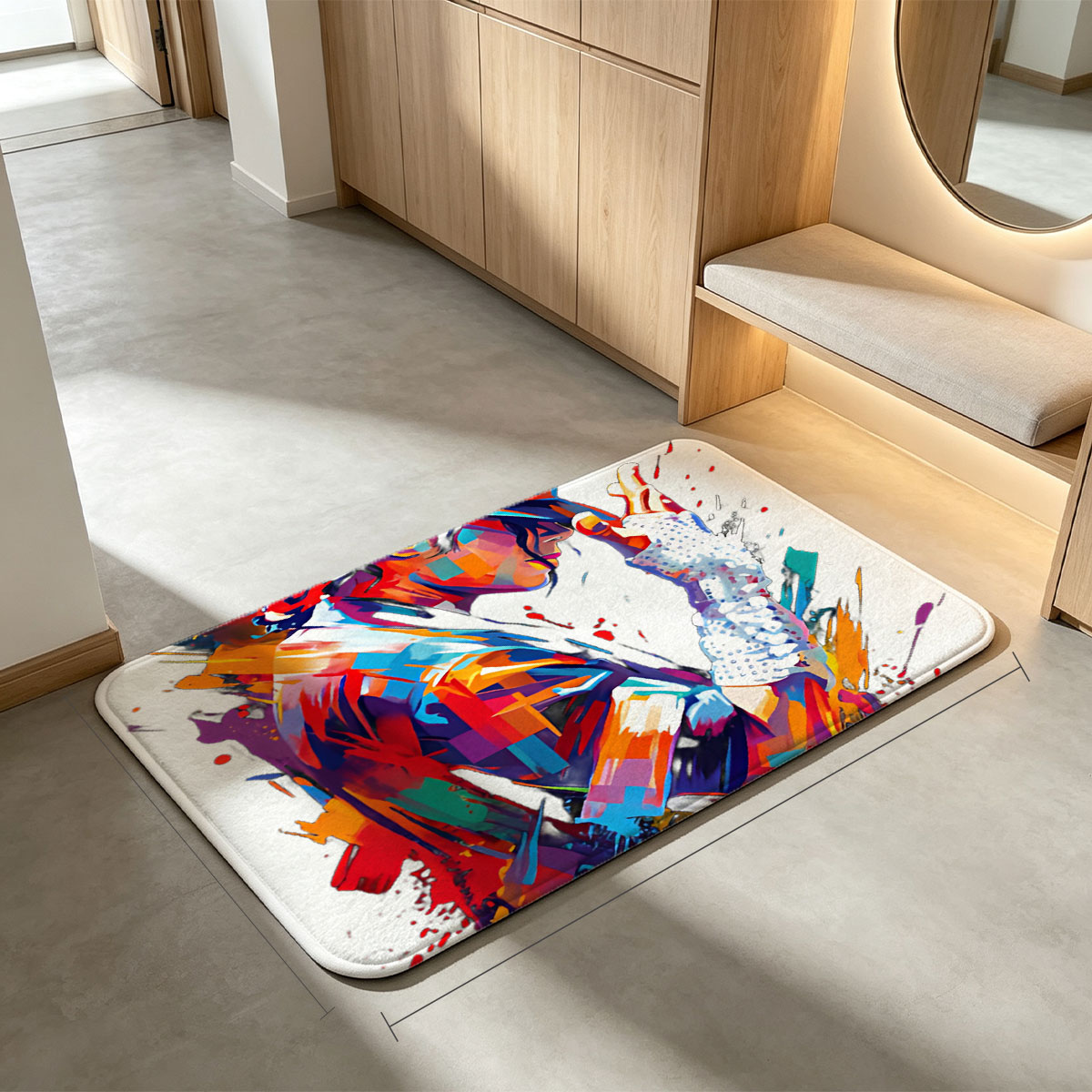 Michael Jackson in Iconic Pose with Colorful Artistic Style - Flannel floor mat