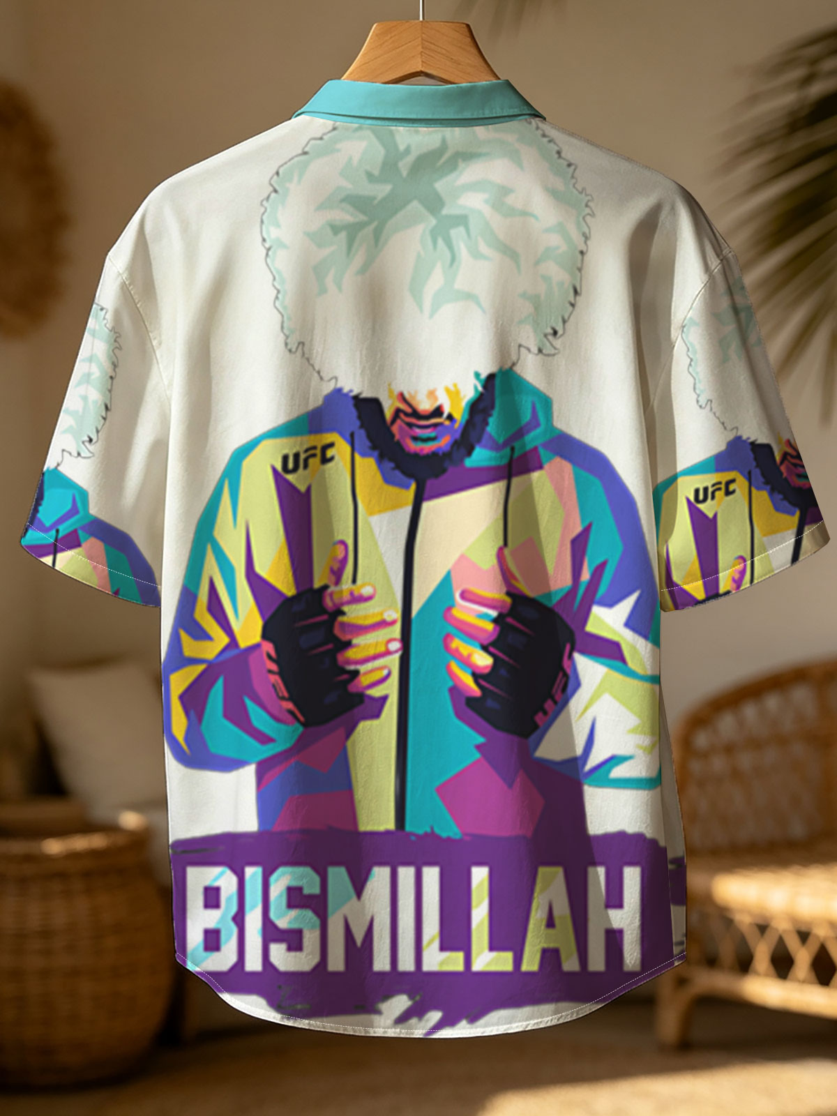 Bismillah: UFC Fighter with Vibrant Jacket and Afro Hairstyle -  Shirt