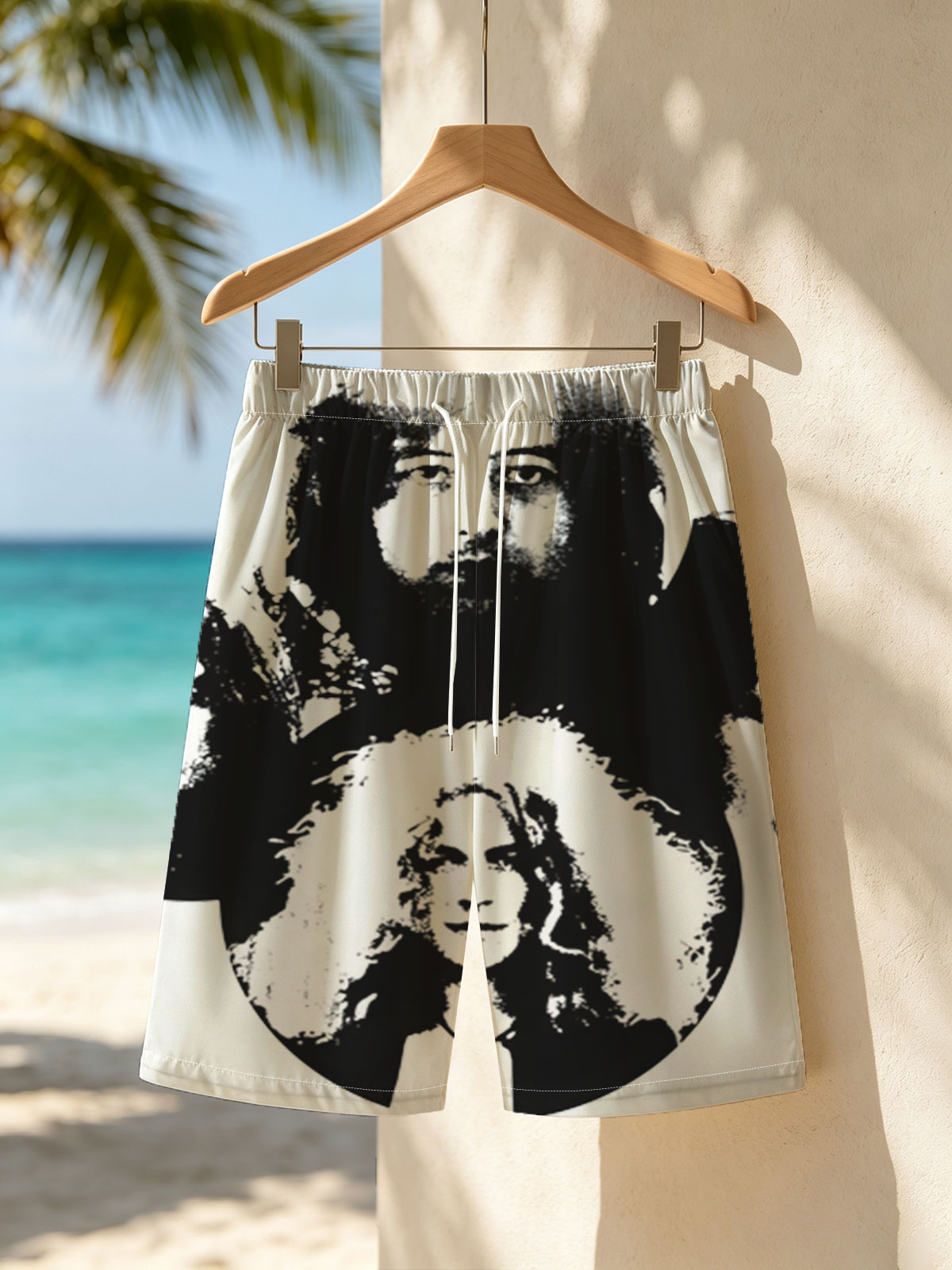 Queen Band Members Portrait Art -  Beach shorts