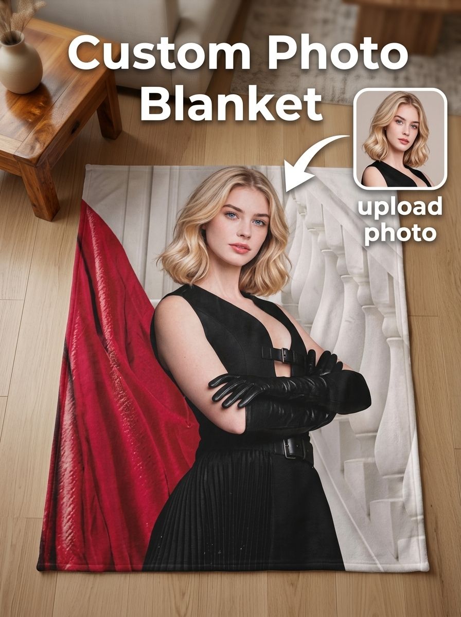 Custom Portrait Photo Flannel Blanket Personalized Picture Throw for Couch Bed Ultra Soft Warm Keepsake Gift
