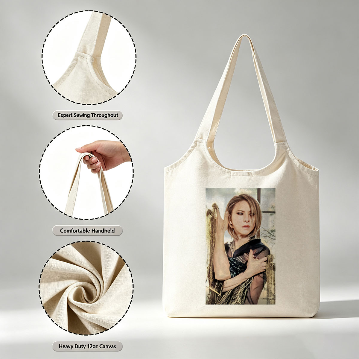 Cher in a Dramatic Pose Wearing a Black and Gold Outfit with Flowing Fabric - Canvas shoulder bags/