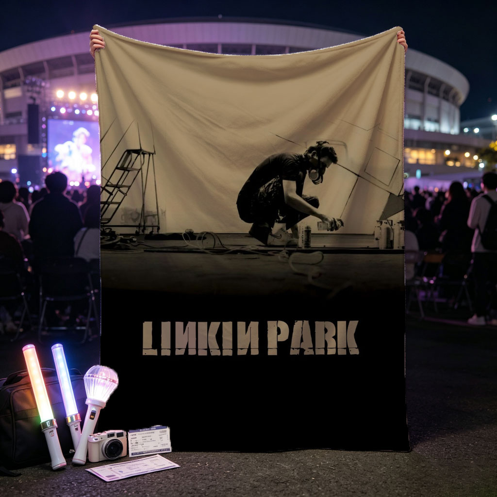 Linkin Park - Artist on Rooftop with Spray Paint and Industrial Background - Blankets