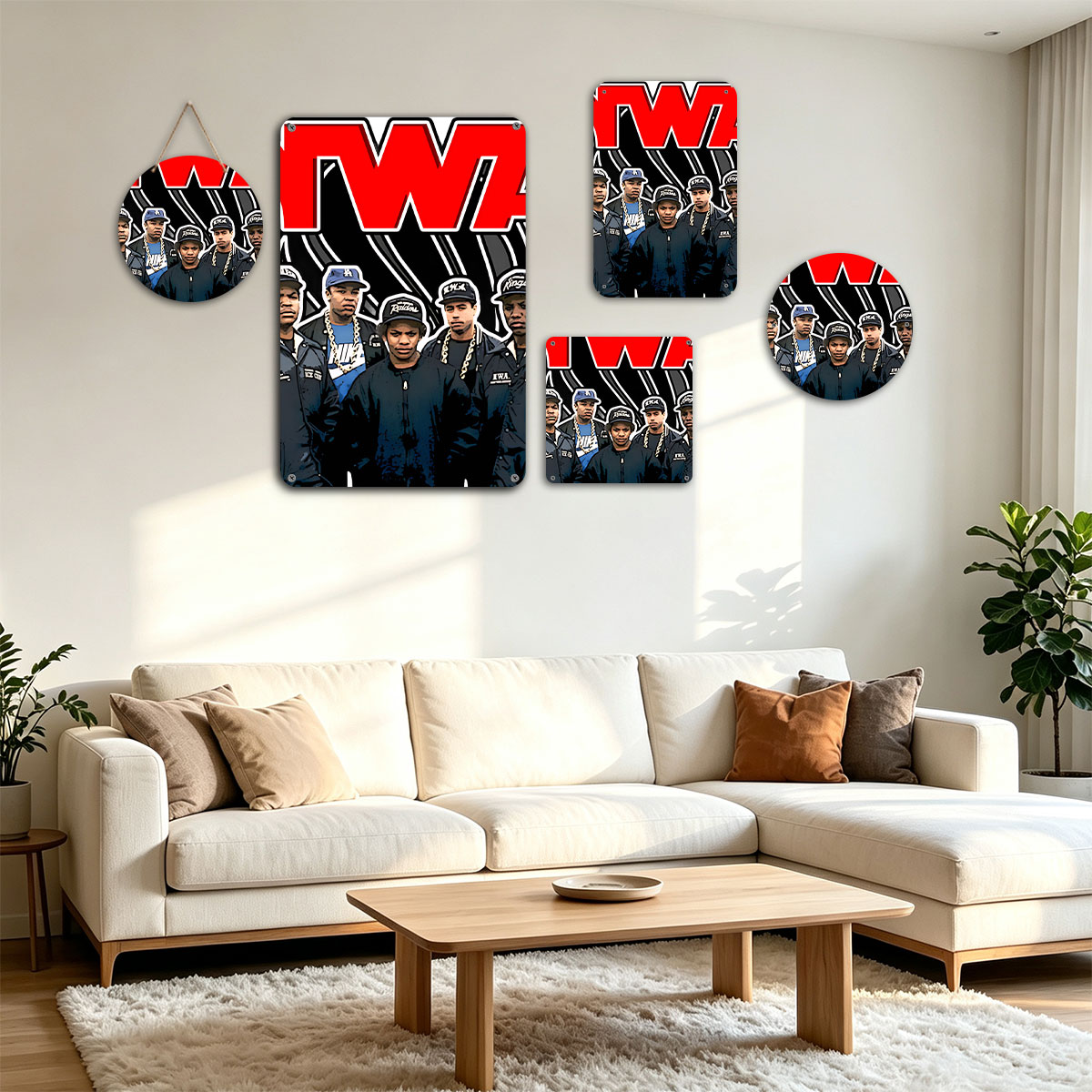 N.W.A. Members in Iconic Streetwear and Hats, Representing the Legendary Hip-Hop Group - painting