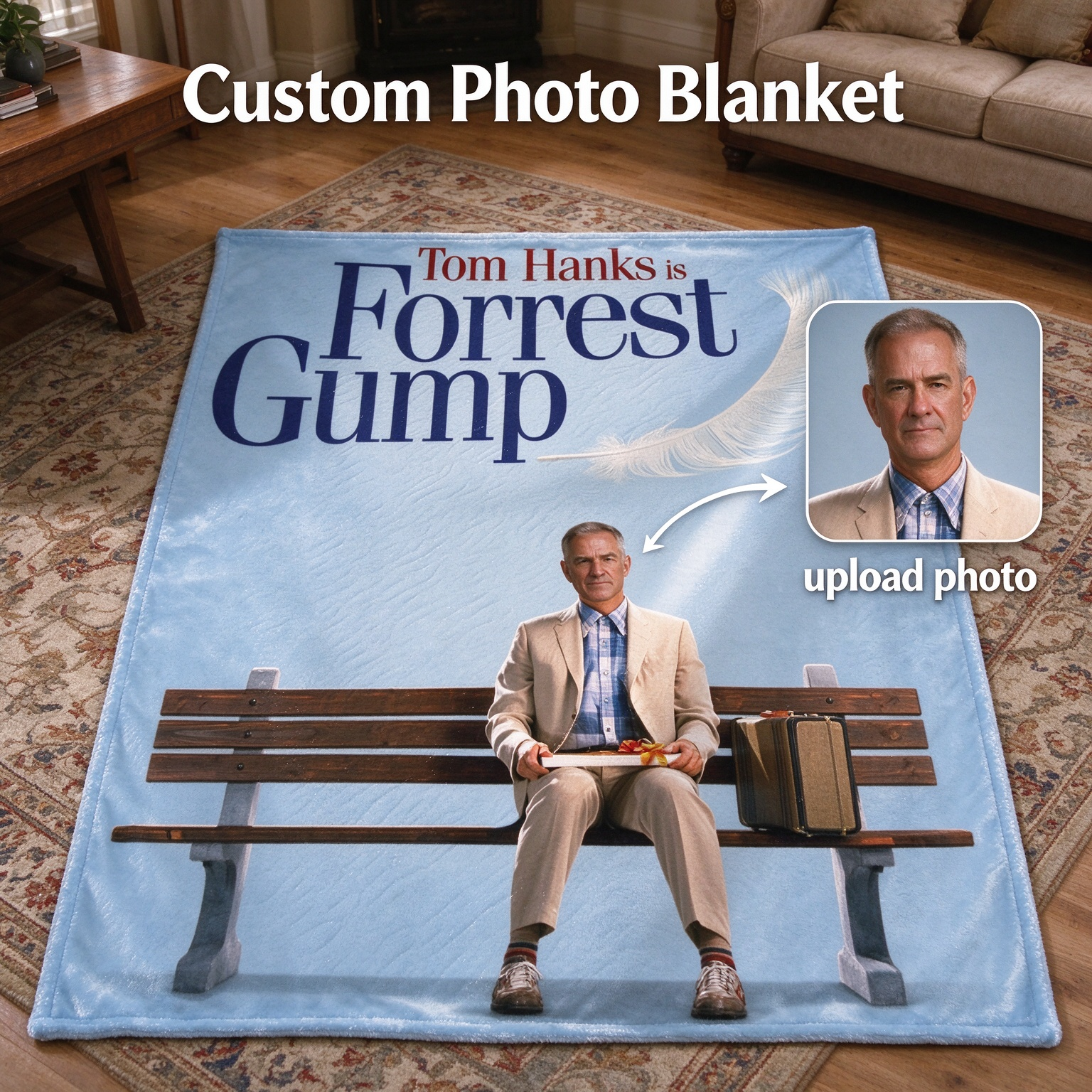Custom Face Photo Blanket Soft Flannel Fleece Movie Parody Throw Blanket Ideal Personalized Gift for Bed Couch Travel