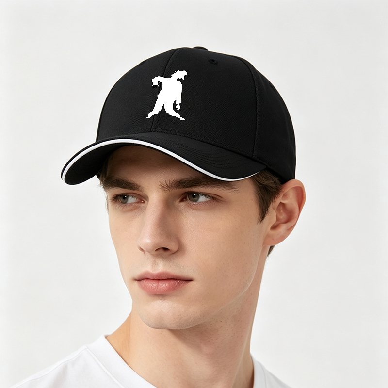 Unisex Classic Sandwich Hat with Zombie Silhouette Print - Perfect for Halloween, Outdoor Events, and Casual Wear - Ideal for Adults Who Love Horror Themes and Unique Fashion Statements