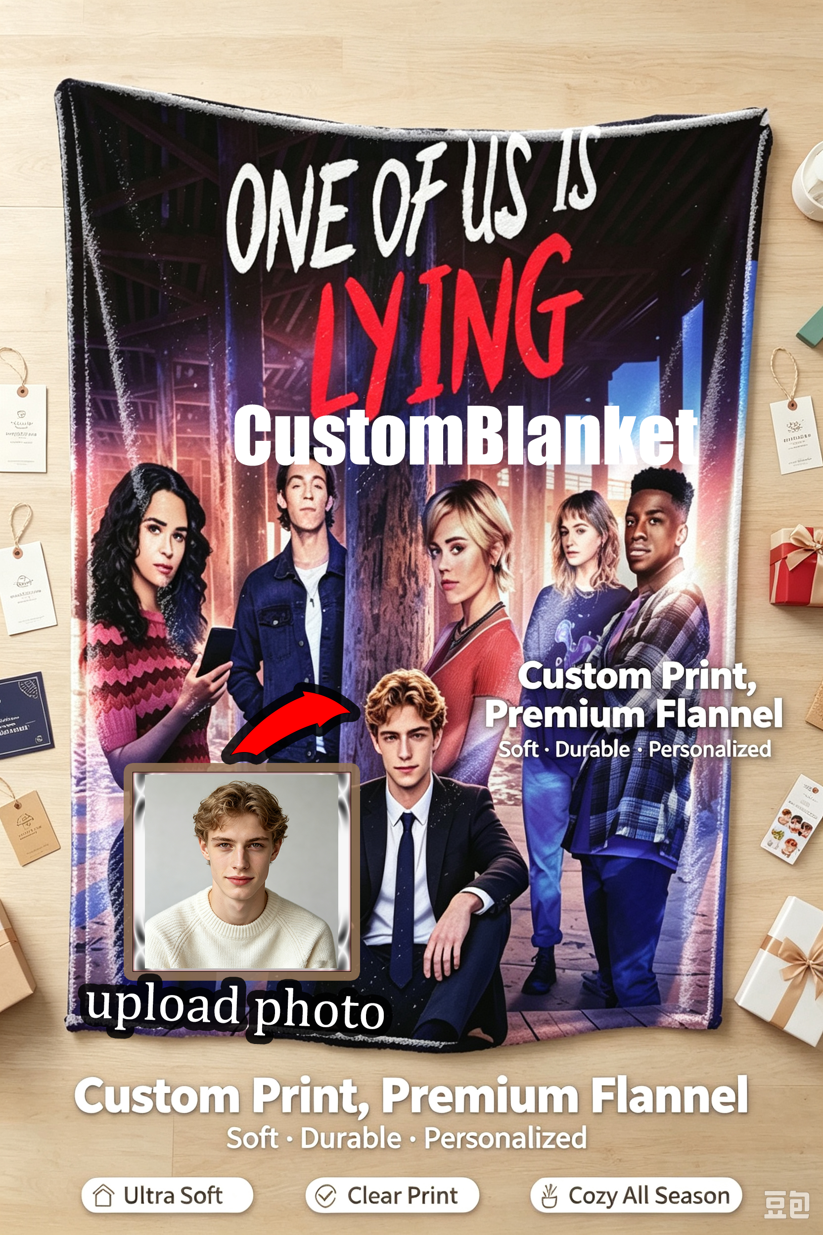 Custom Face Blanket One of Us Is Lying Flannel Blanket Perfect for Fans of the Series Ideal Gift or Giveaway for Teens and Young Adults