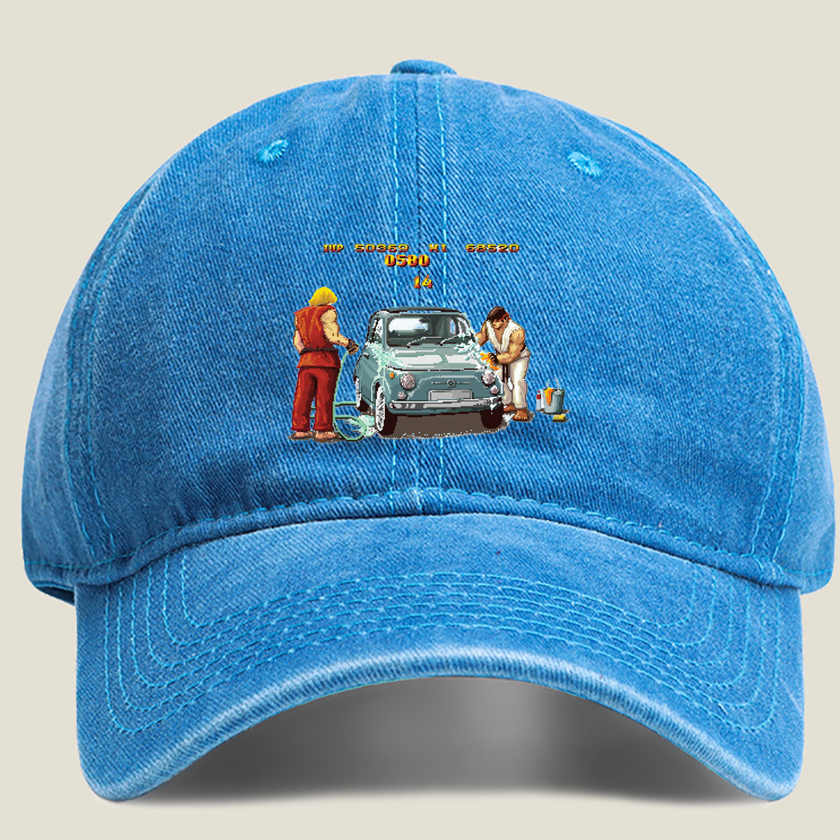 Street Fighter: Ryu and Ken Wash Car - Washed Denim - Baseball Cap