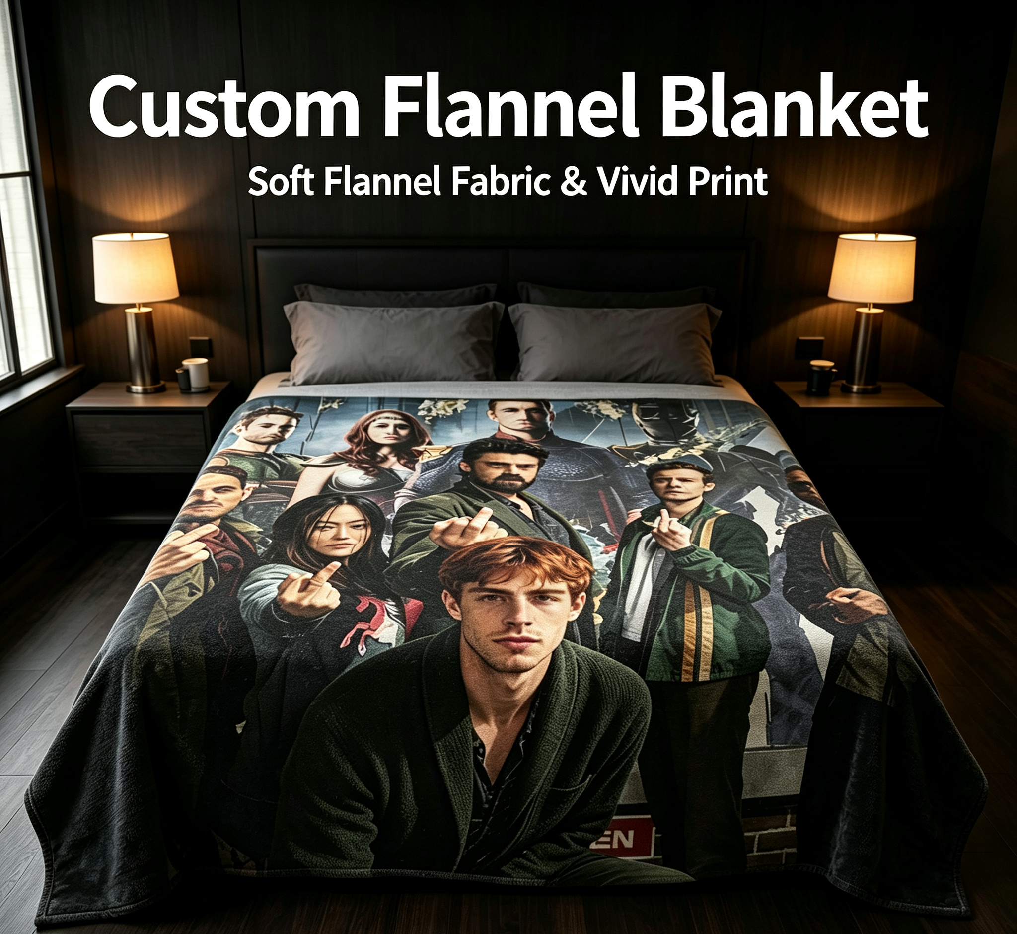 Custom Face Blanket - The Boys TV Series Characters Flannel Blanket - Cozy Living Room or Bedroom Decor - Perfect Gift for Fans and Collectors
