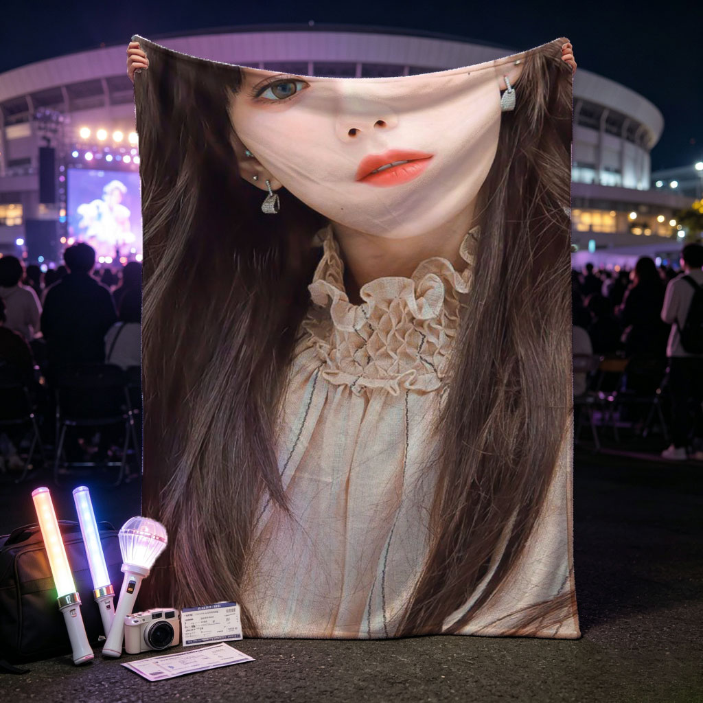 Taeyeon in a Soft Portrait with Long Hair and Delicate Earrings - Blankets