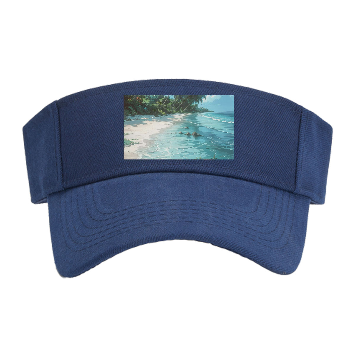 Serene Tropical Beach with Palm Trees and Crystal Clear Water -  Visor cap
