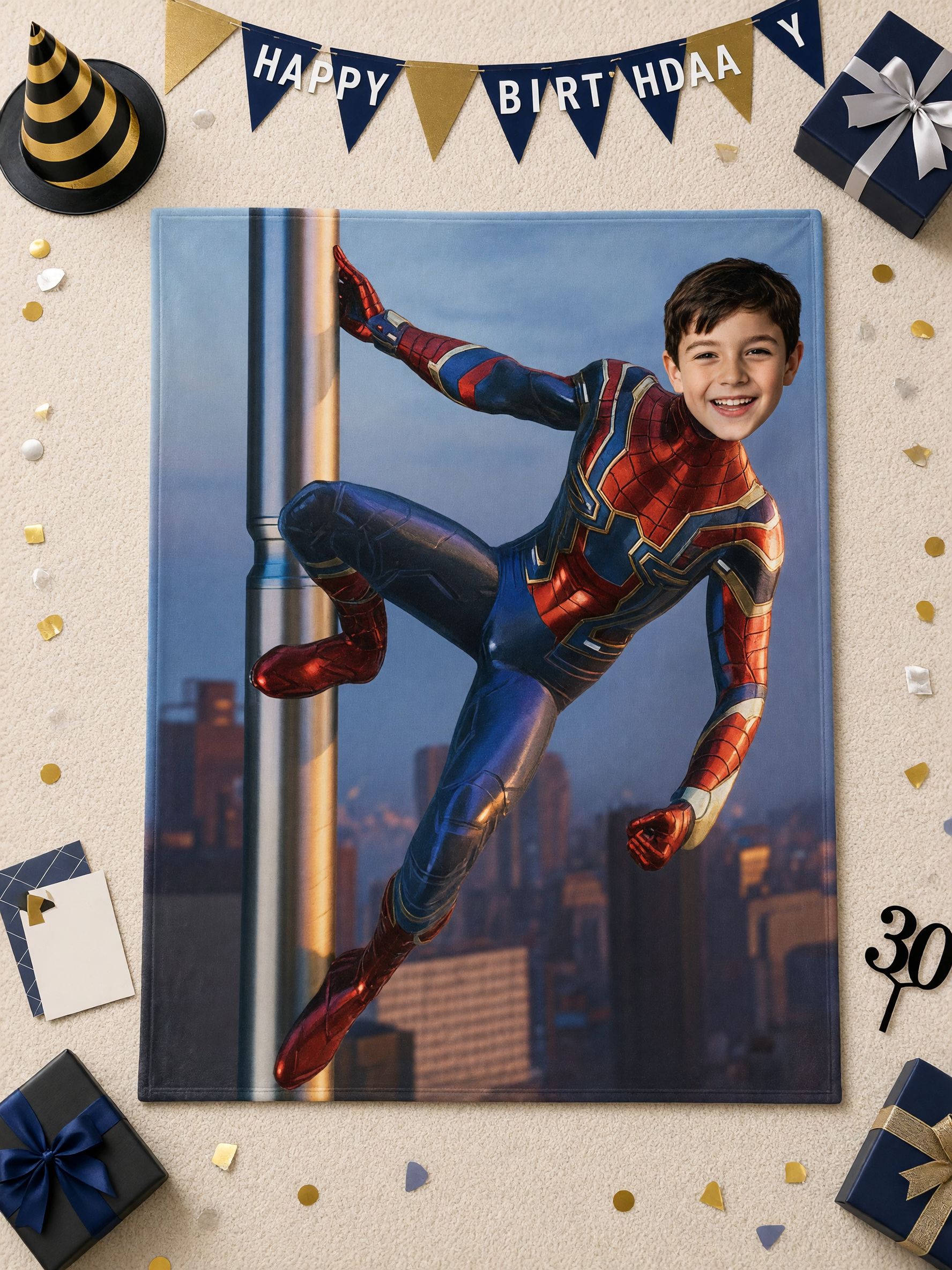 Personalized Custom Face Superhero Fleece Blanket Ultra Soft Flannel Throw for Kids Bed Couch Gift