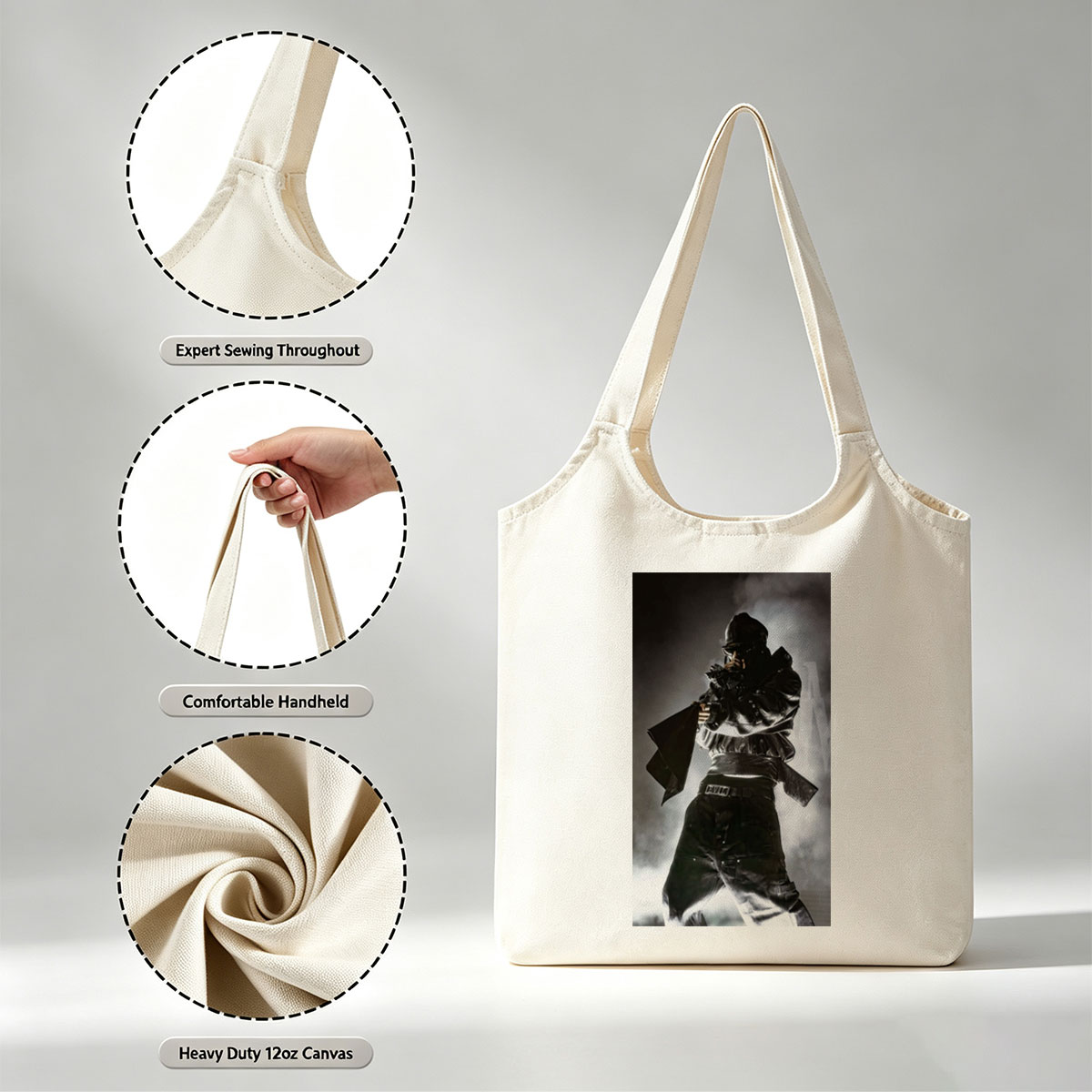Mortal Kombat - Scorpion in Action Pose with Smoke Background - Canvas shoulder bags/