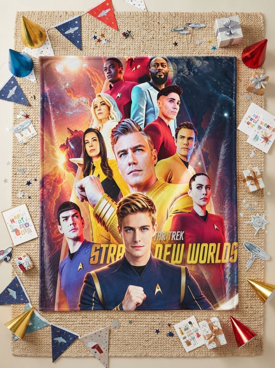 Custom Photo Face Flannel Blanket Personalized Sci Fi Galaxy Cast Portrait Ultra Soft Anti-Pilling Cozy Throw Blanket