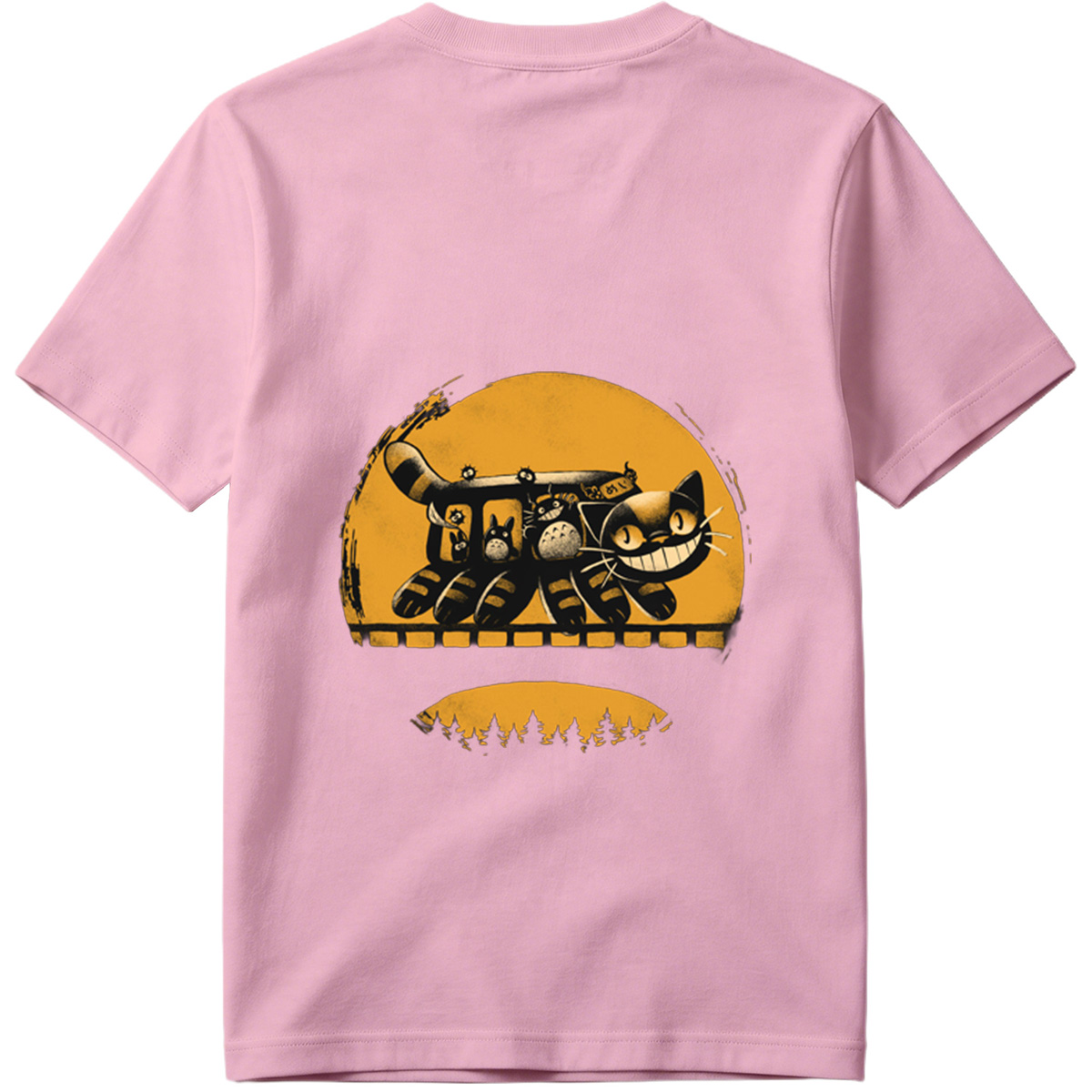 Catbus and Totoro on a Moonlit Journey - Tee