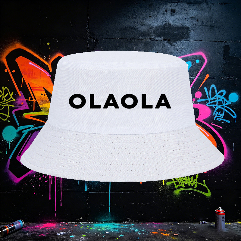 Unisex Fisherman Hat with OLAOLA Logo Print - Classic Cotton Bucket Hat for Outdoor Activities, Travel, and Casual Wear - Suitable for Men and Women Seeking Stylish Sun Protection