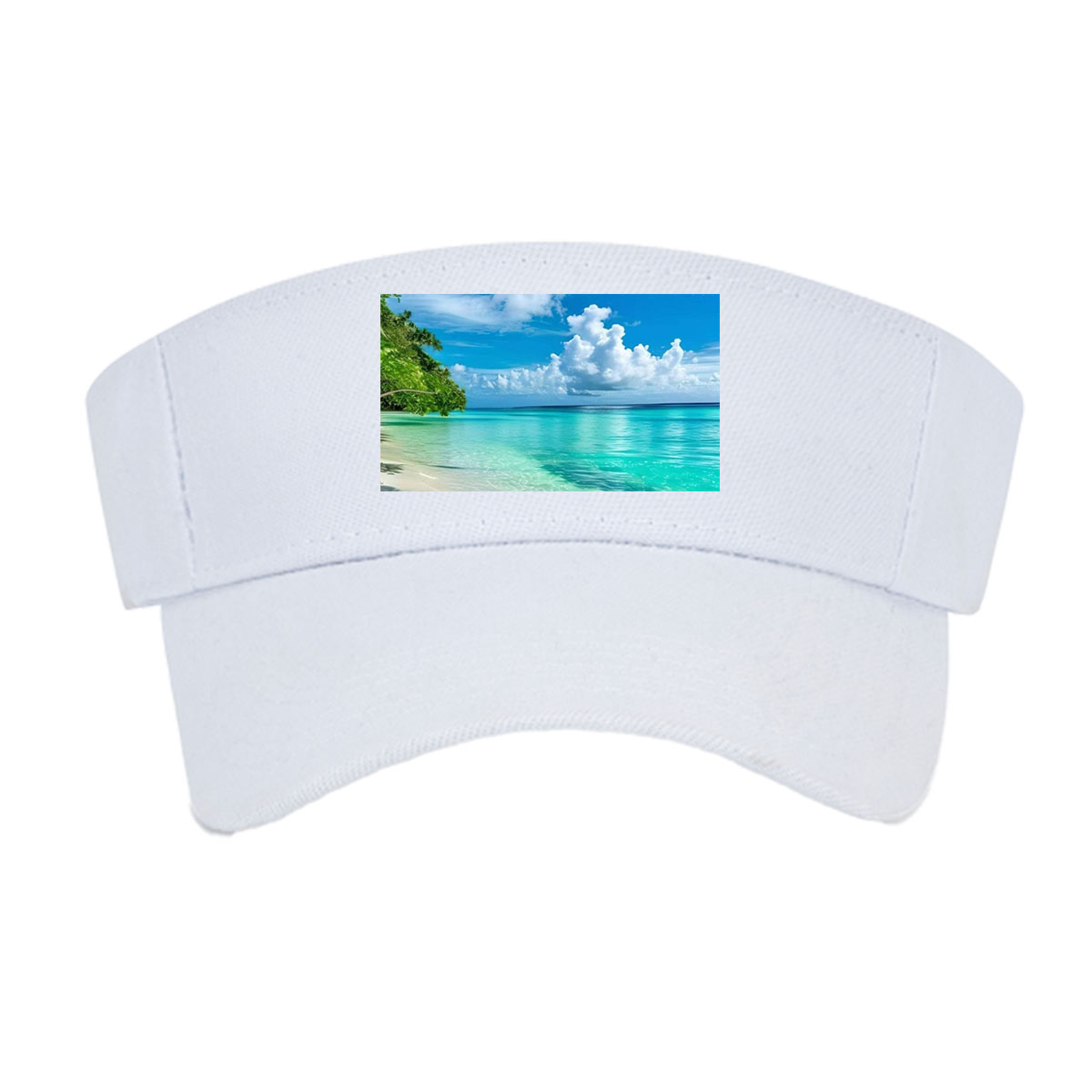 Tropical Beach with Crystal Clear Waters and Palm Trees -  Visor cap