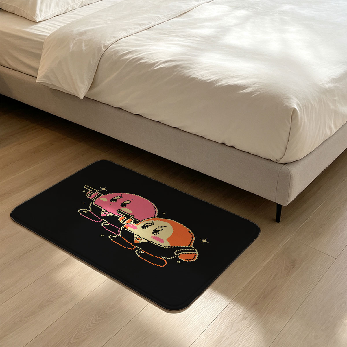 Kirby and Waddle Dee in Pixel Art Style - Flannel floor mat