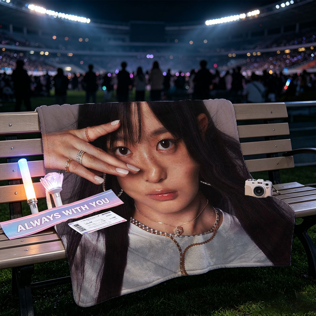 Hanni of NewJeans in a Stylish Pose with Star-Printed White Top and Elegant Jewelry - Blankets