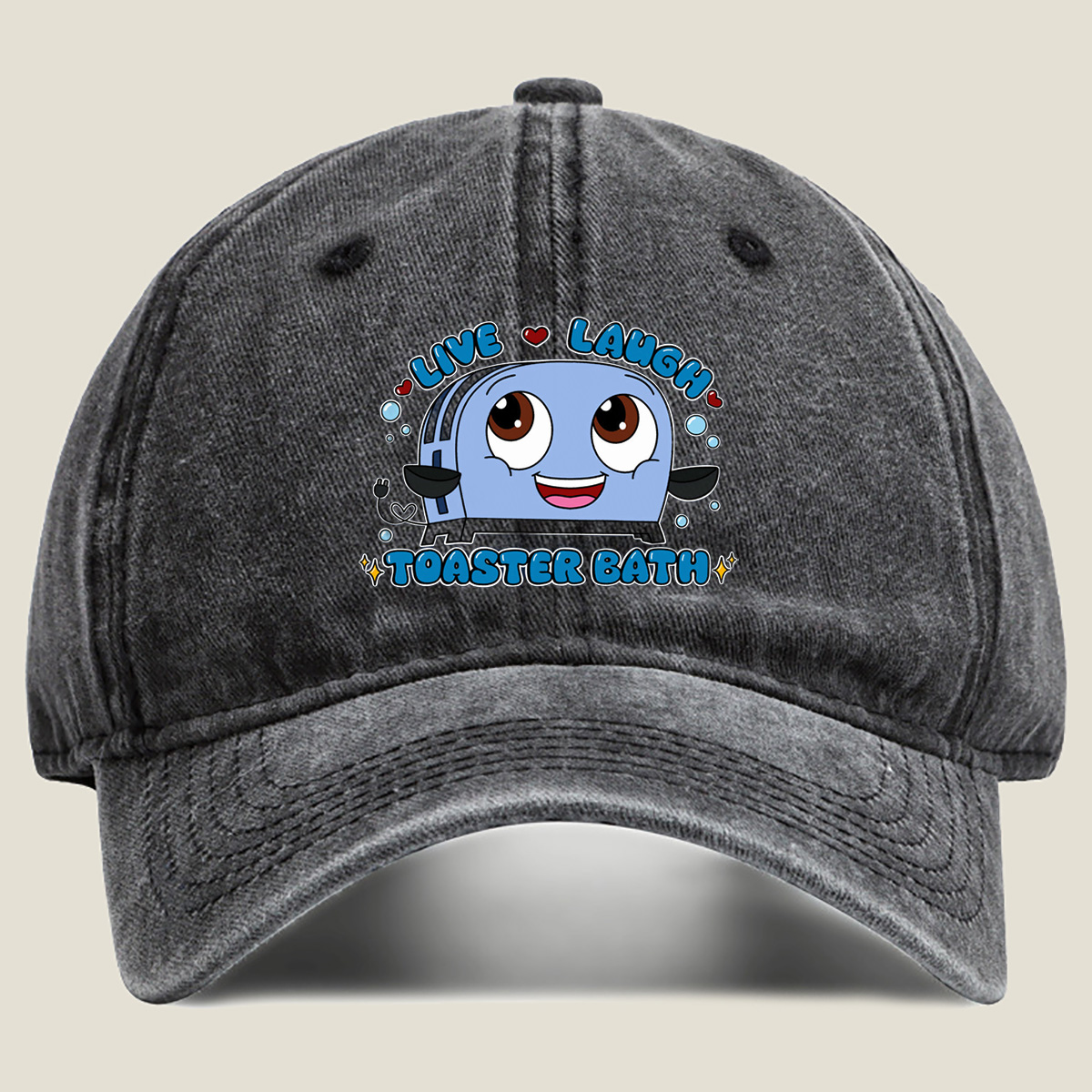 Live Laugh Toaster Bath - Washed Denim - Baseball Cap