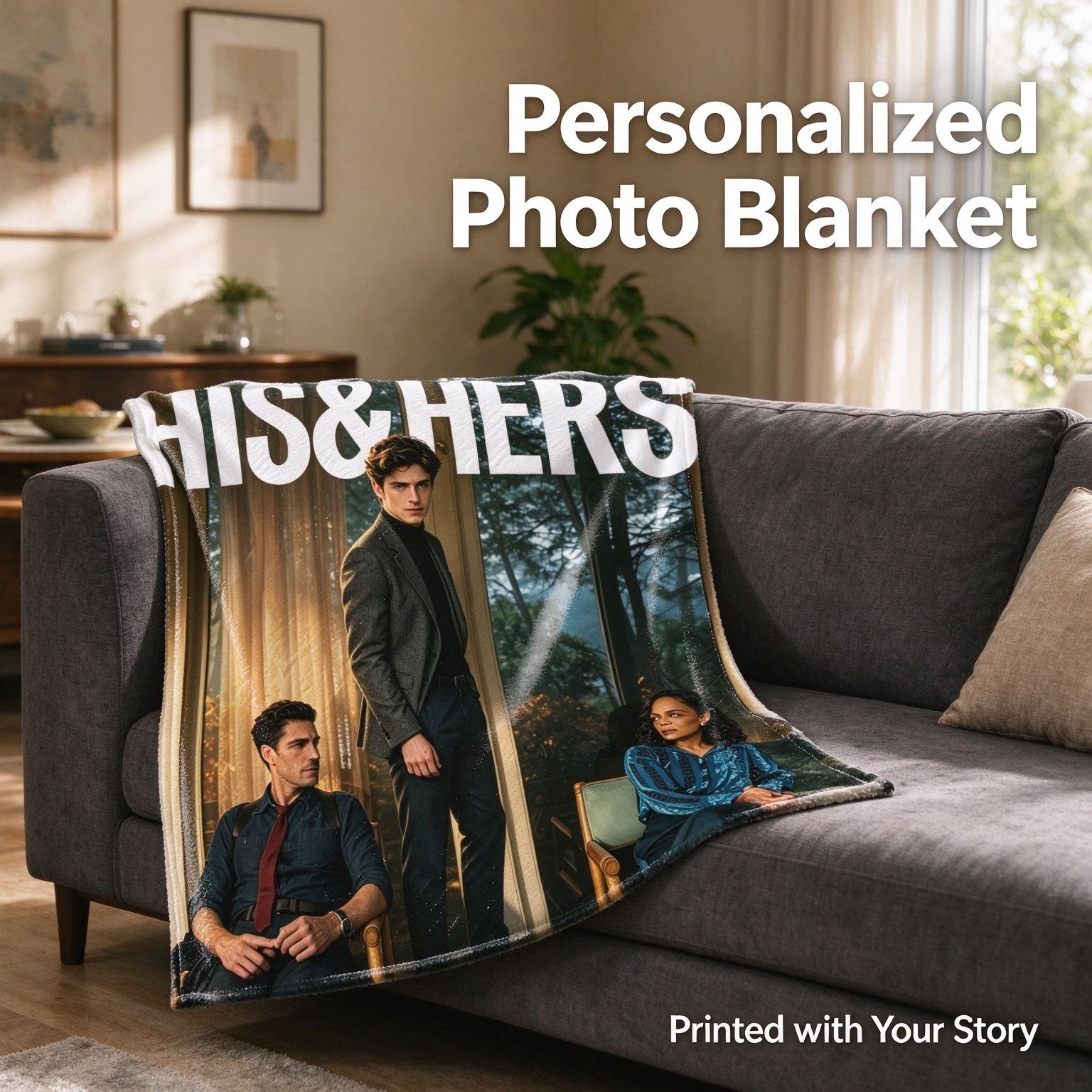 Custom Photo Blanket Personalized Face Print Ultra Soft Warm Flannel Throw Cover for Bed and Couch Ideal Gift