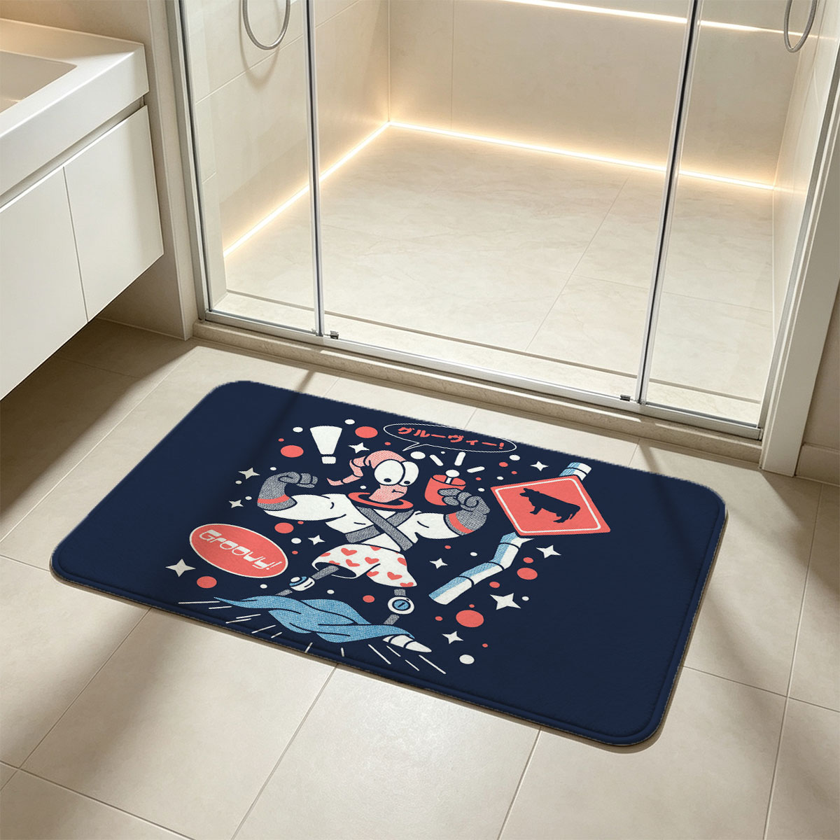 Pepe Le Pew in Space: Groovy Cow Sign with Retro Style - Flannel floor mat