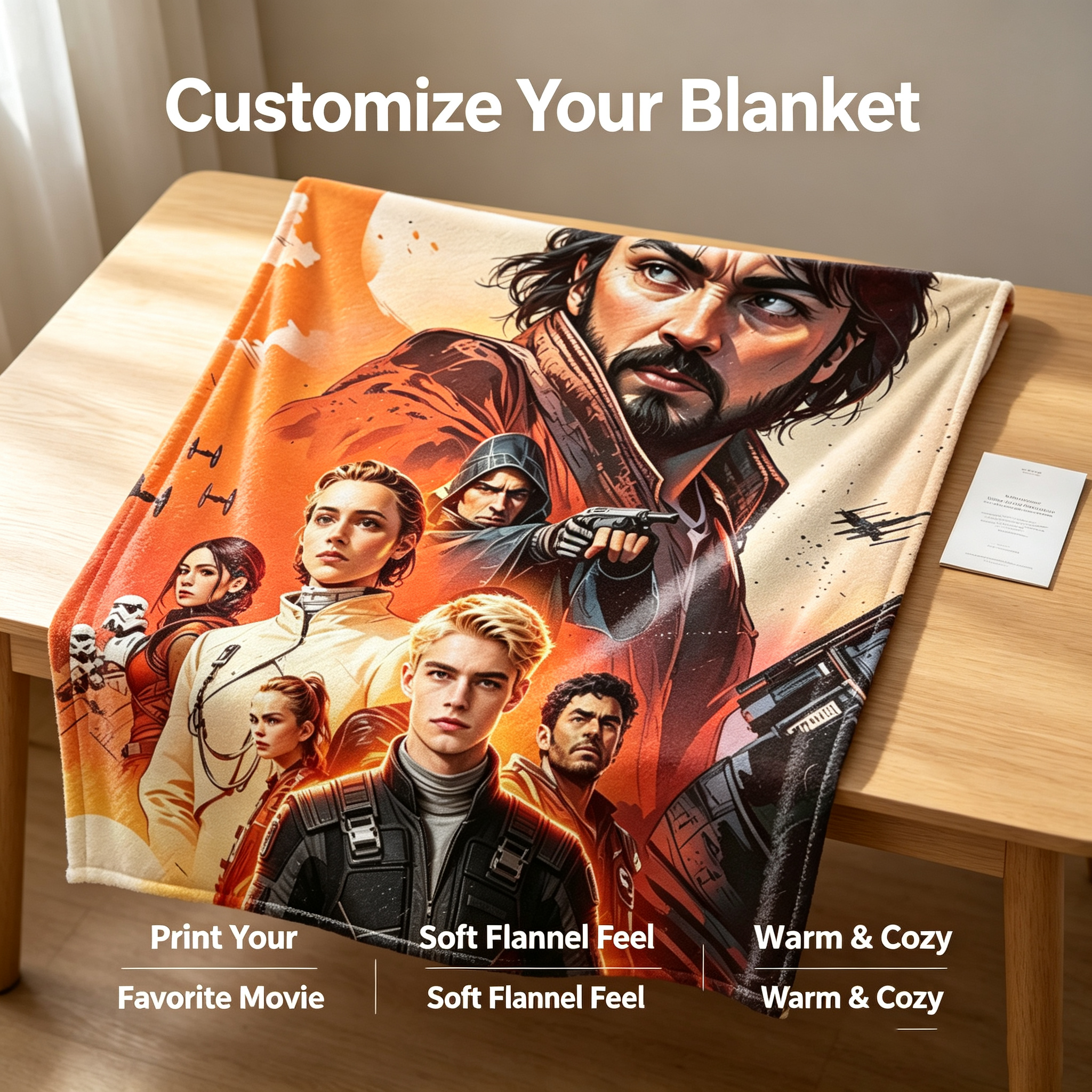 Custom Face Blanket Star Wars Character Portrait Flannel Blanket Perfect for Fans and Collectors Ideal Gift or Giveaway Item