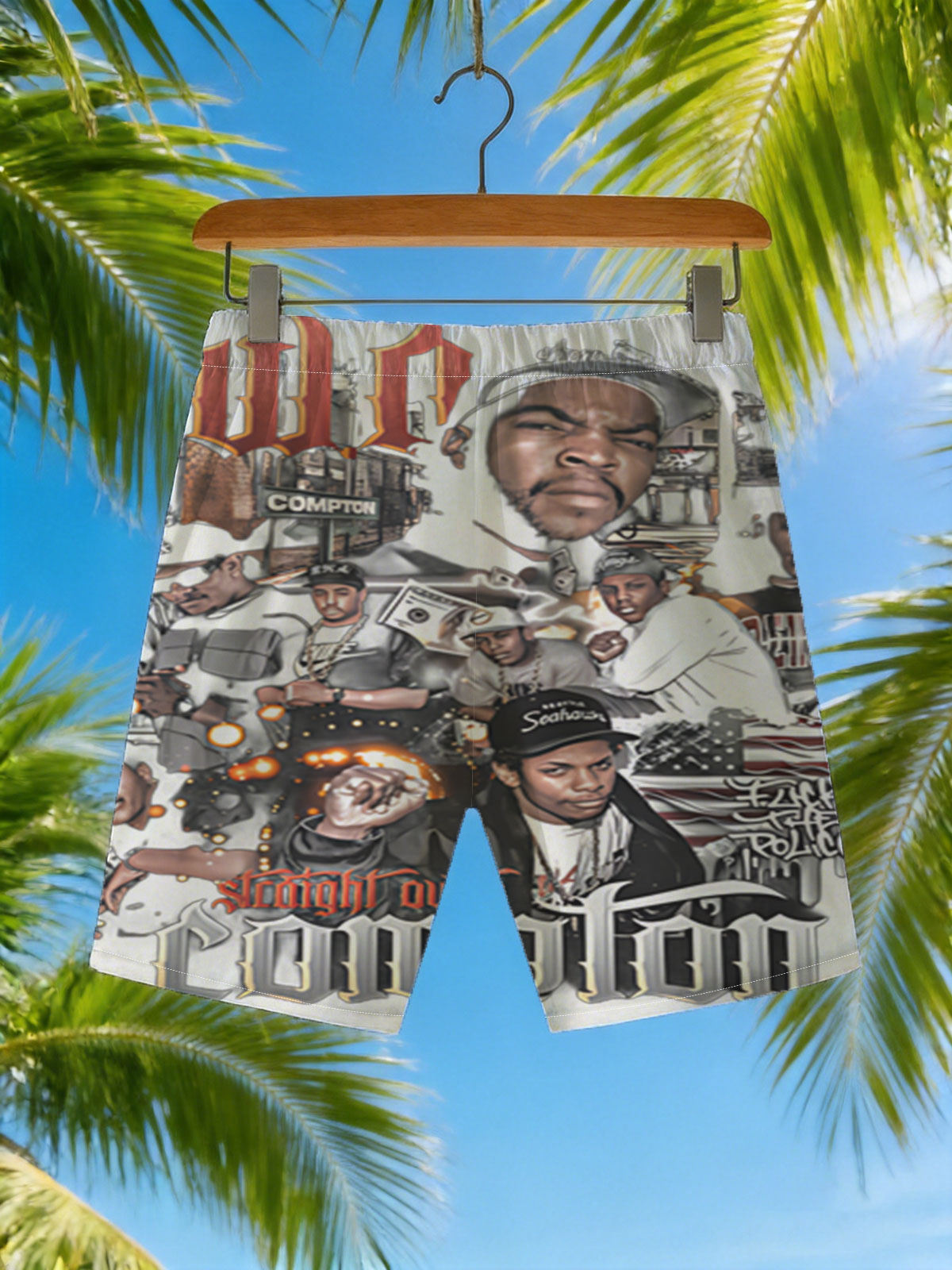 N.W.A Straight Outta Compton: Ice Cube, Dr. Dre, Eazy-E, MC Ren, DJ Yella, and the Compton Rap Legacy -  Beach shorts
