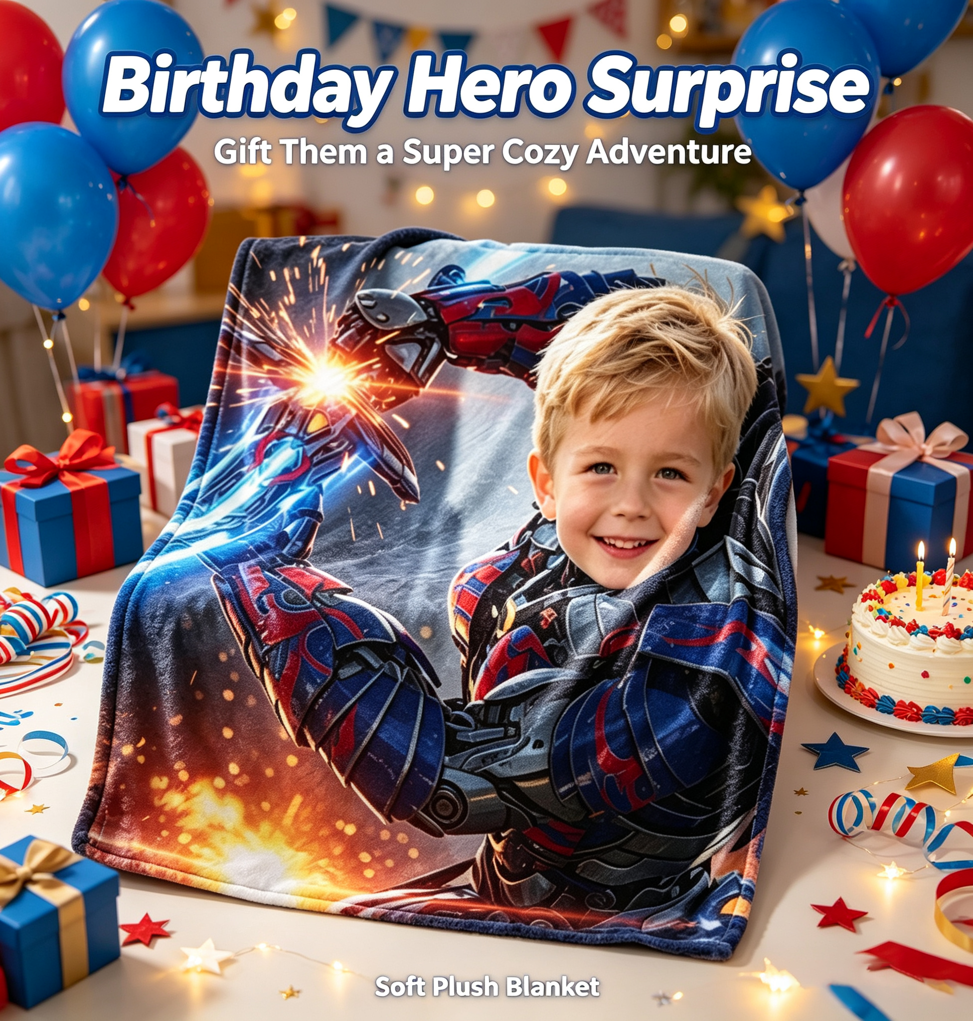 Personalized Optimus Prime Kids Blanket‑Custom Face Plush Throw
