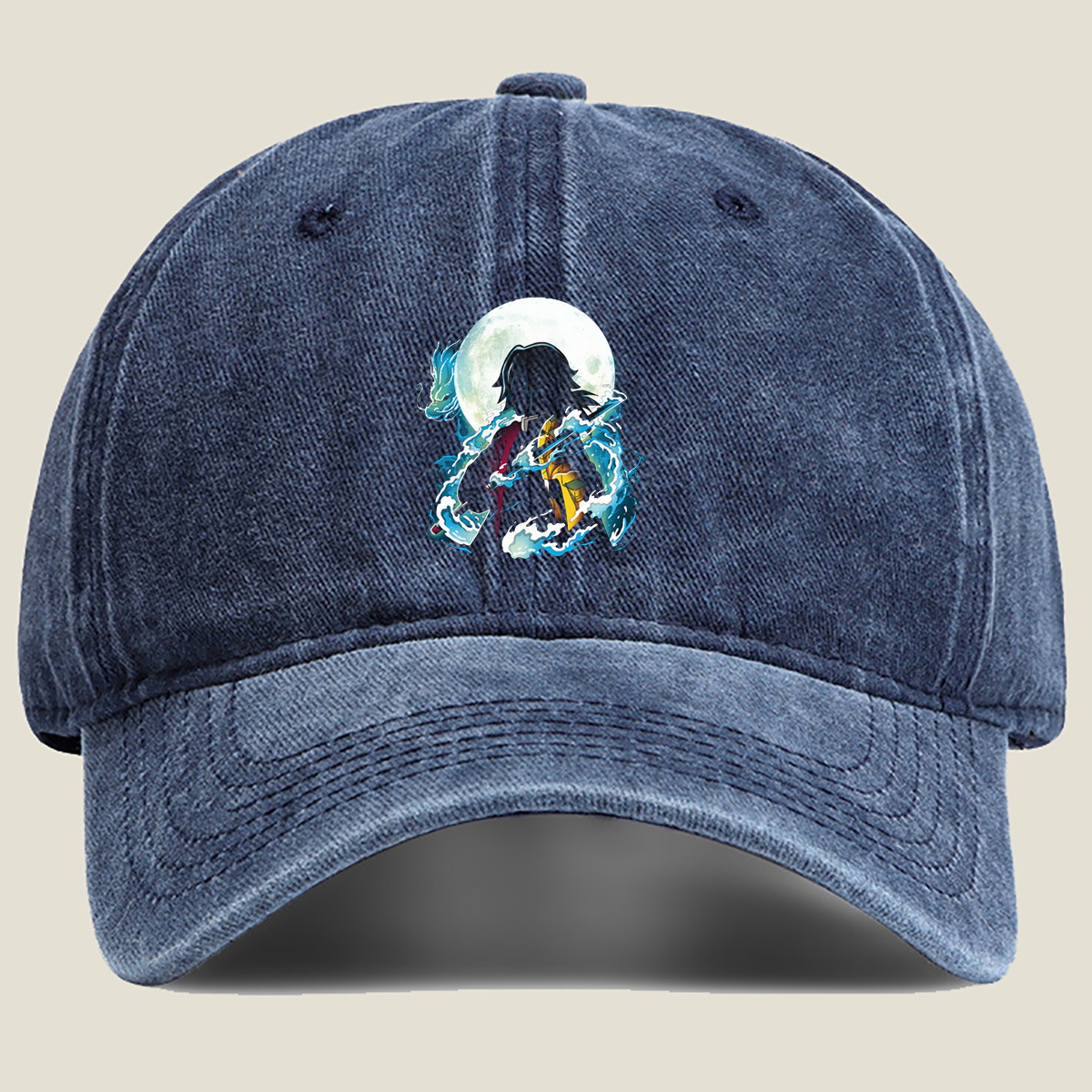 Demon Slayer Tanjiro Kamado Water Breathing Moon Background - Hat