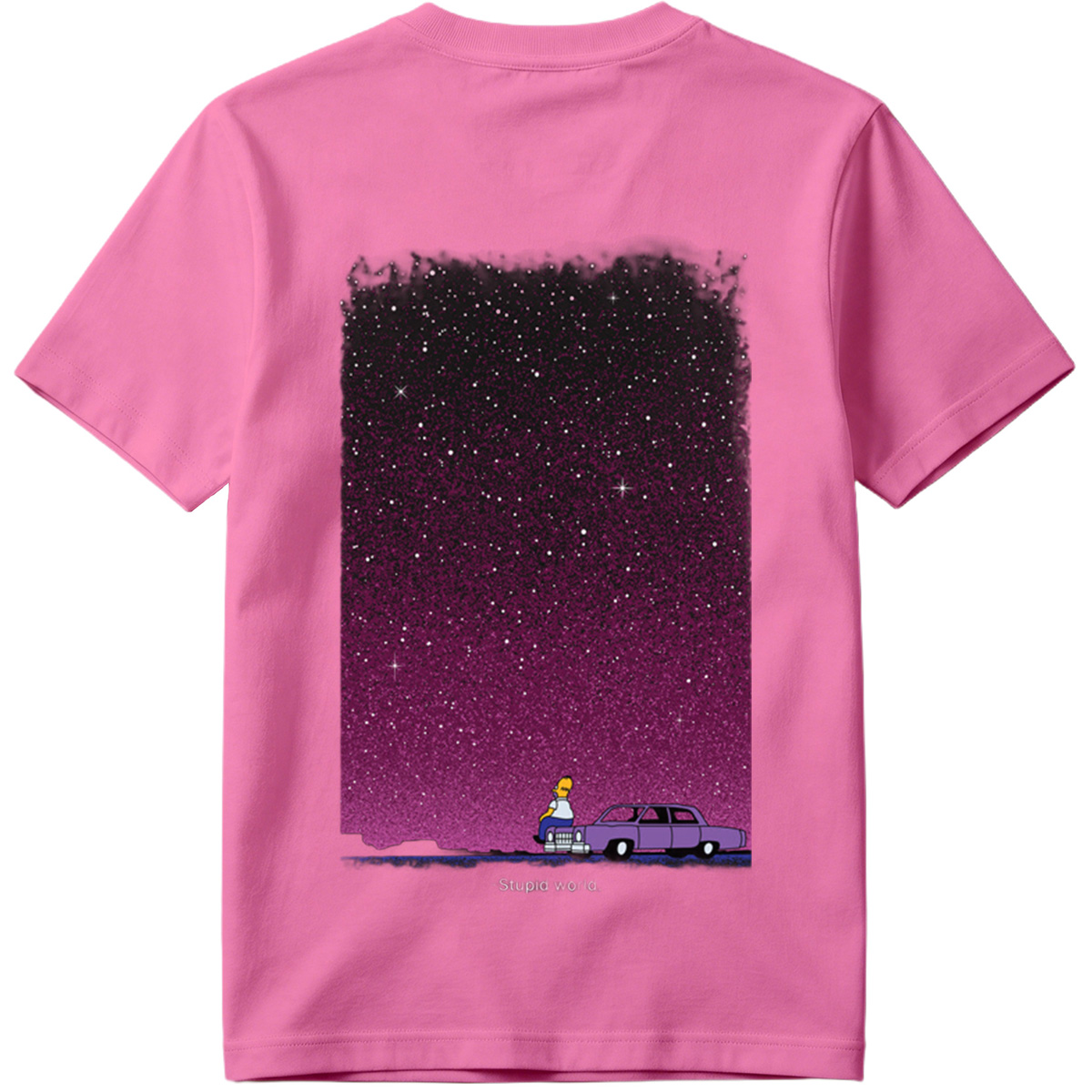Homer Simpson Stares at the Stars in a Purple Sky - Tee